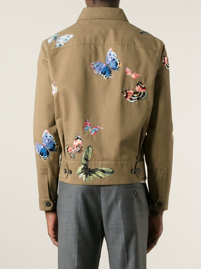 Valentino Butterfly Stitched Jacket in Green for Men | Lyst