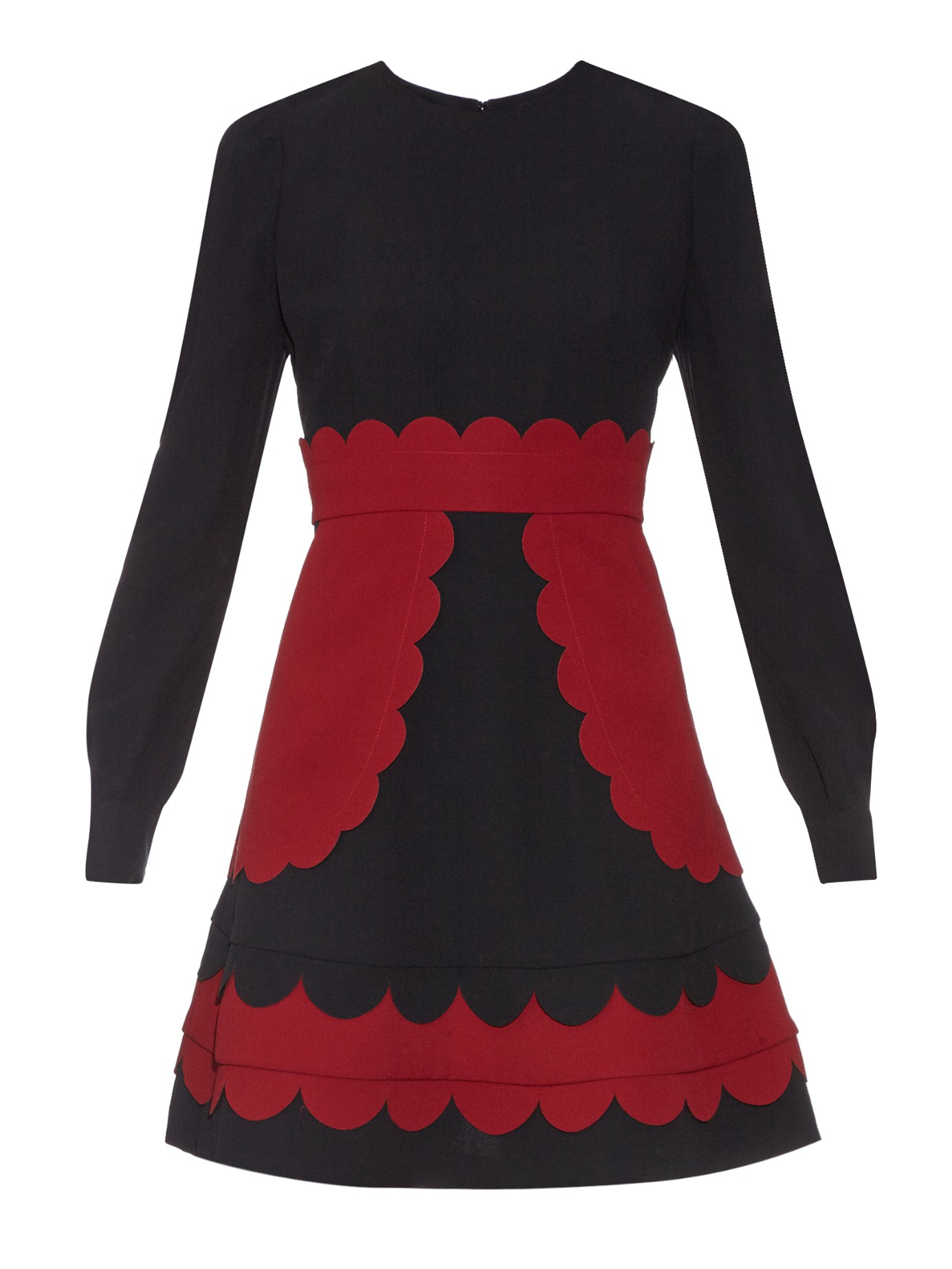 Red valentino Bi-colour Scalloped Mini Dress in Black | Lyst