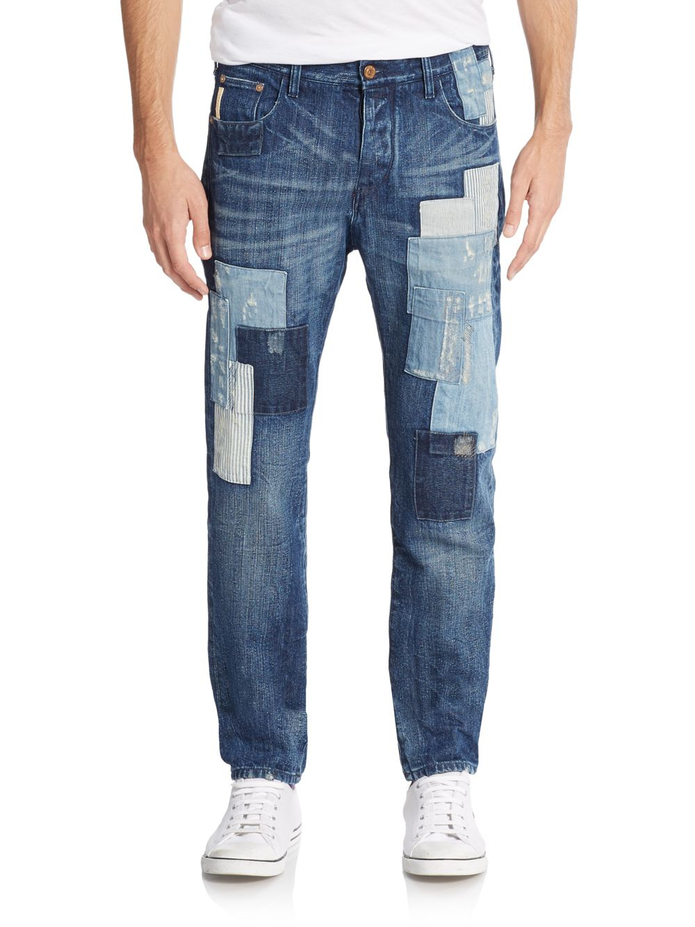 Armani Distressed Patchwork Jeans in Blue for Men | Lyst