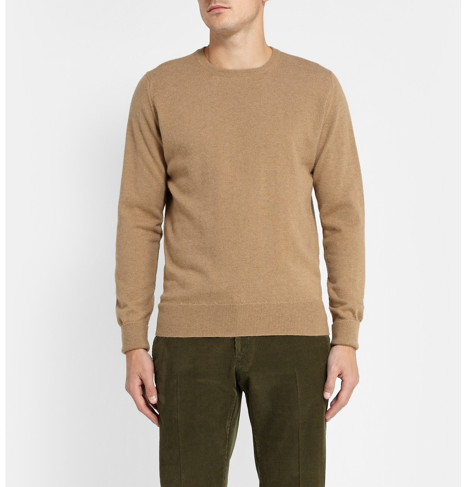 William Lockie Crew Neck Camel Sweater in Brown for Men | Lyst