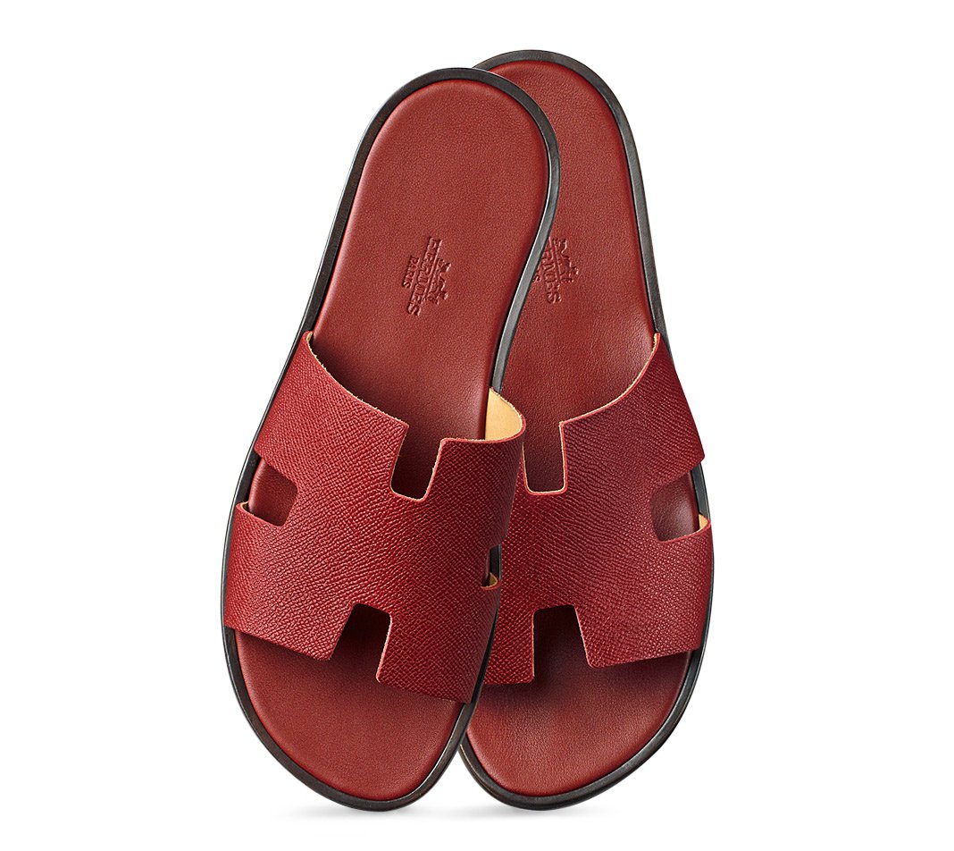 Hermès Izmir Leather Sandals in Red for Men | Lyst