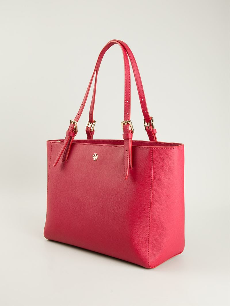 Tory burch Small 'york' Buckle Tote in Red | Lyst