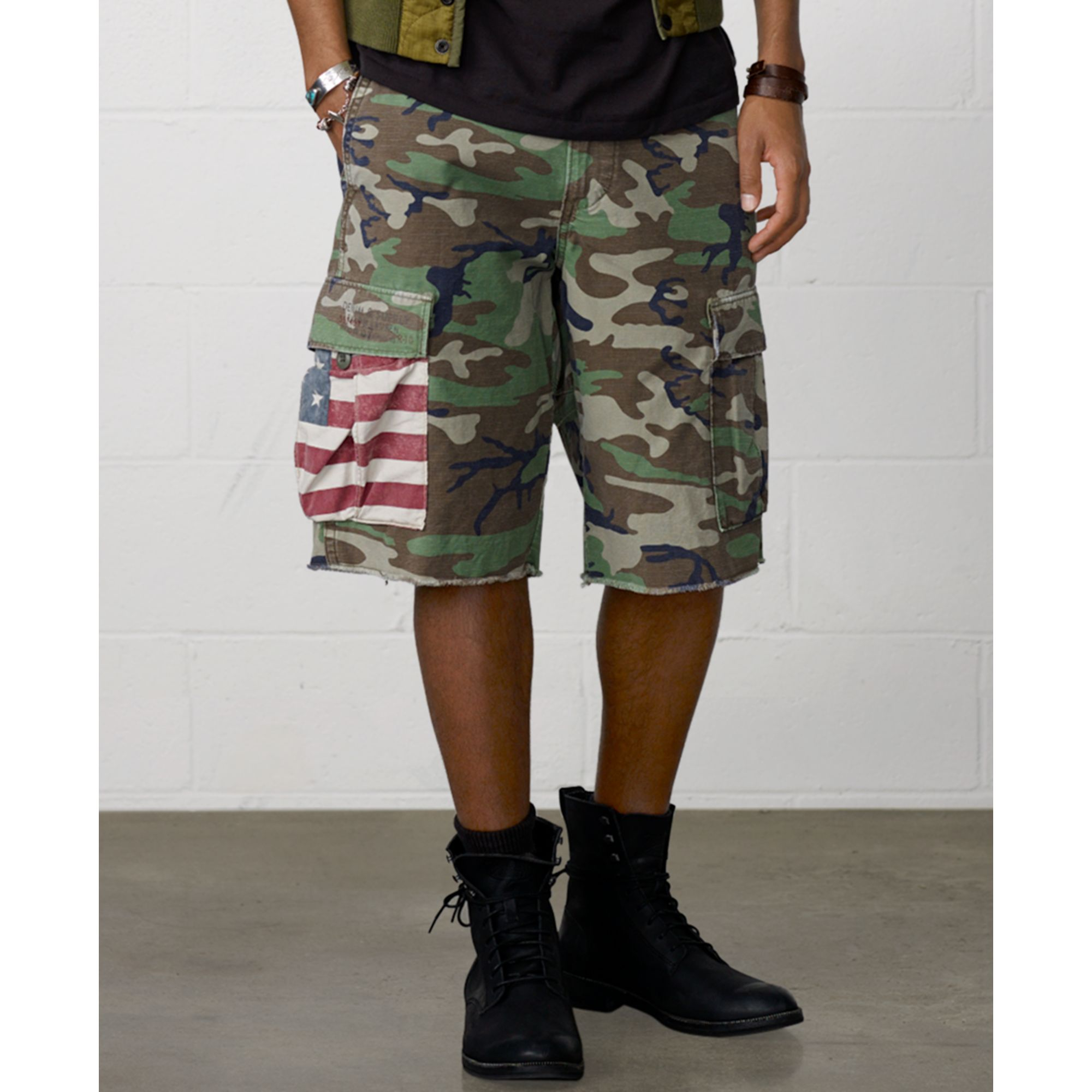 Lyst - Denim & Supply Ralph Lauren Cut-Off Military Camo Cargo Shorts ...