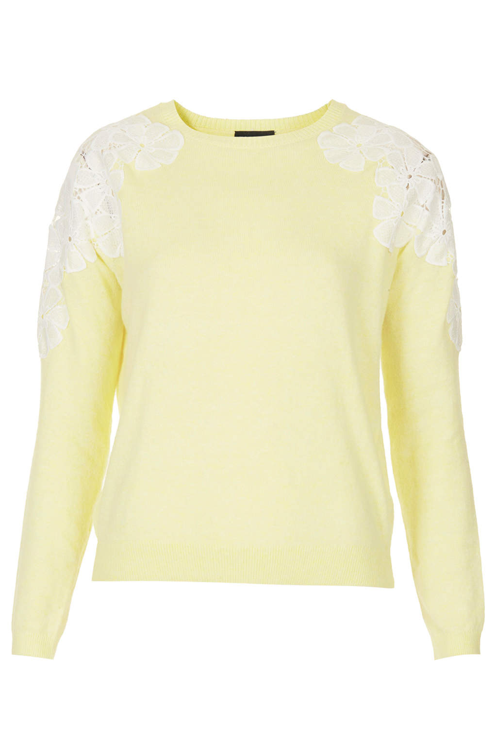 Topshop Knitted Lace Shoulder Jumper in Yellow (LEMON) | Lyst