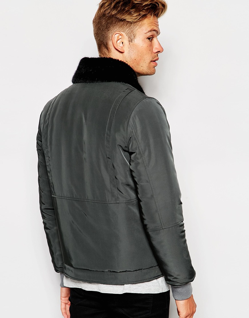 Lyst Native Youth Flight Jacket With Faux Fur Collar In Black For Men Gallery