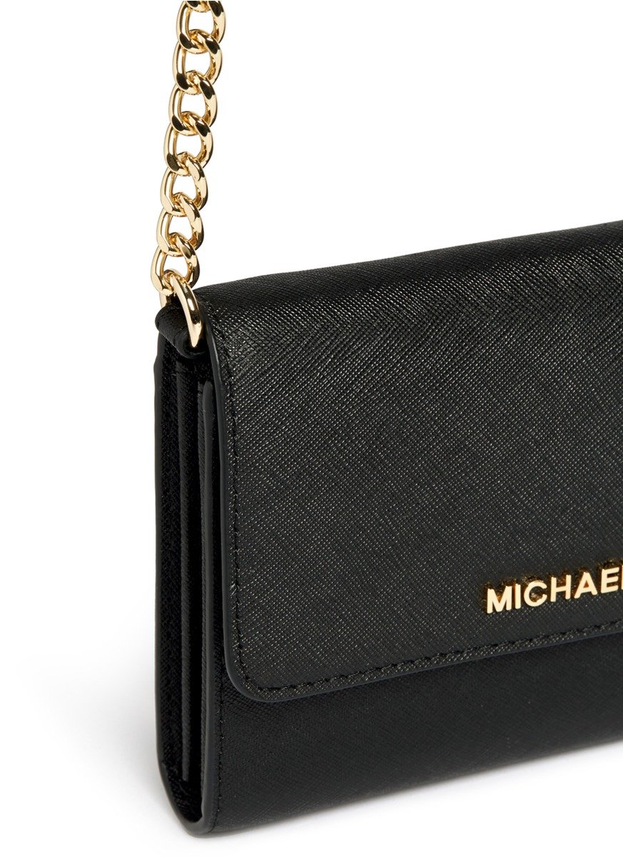 Michael Kors 'jet Set Travel' Large Saffiano Leather Chain Bag in Black -  Lyst