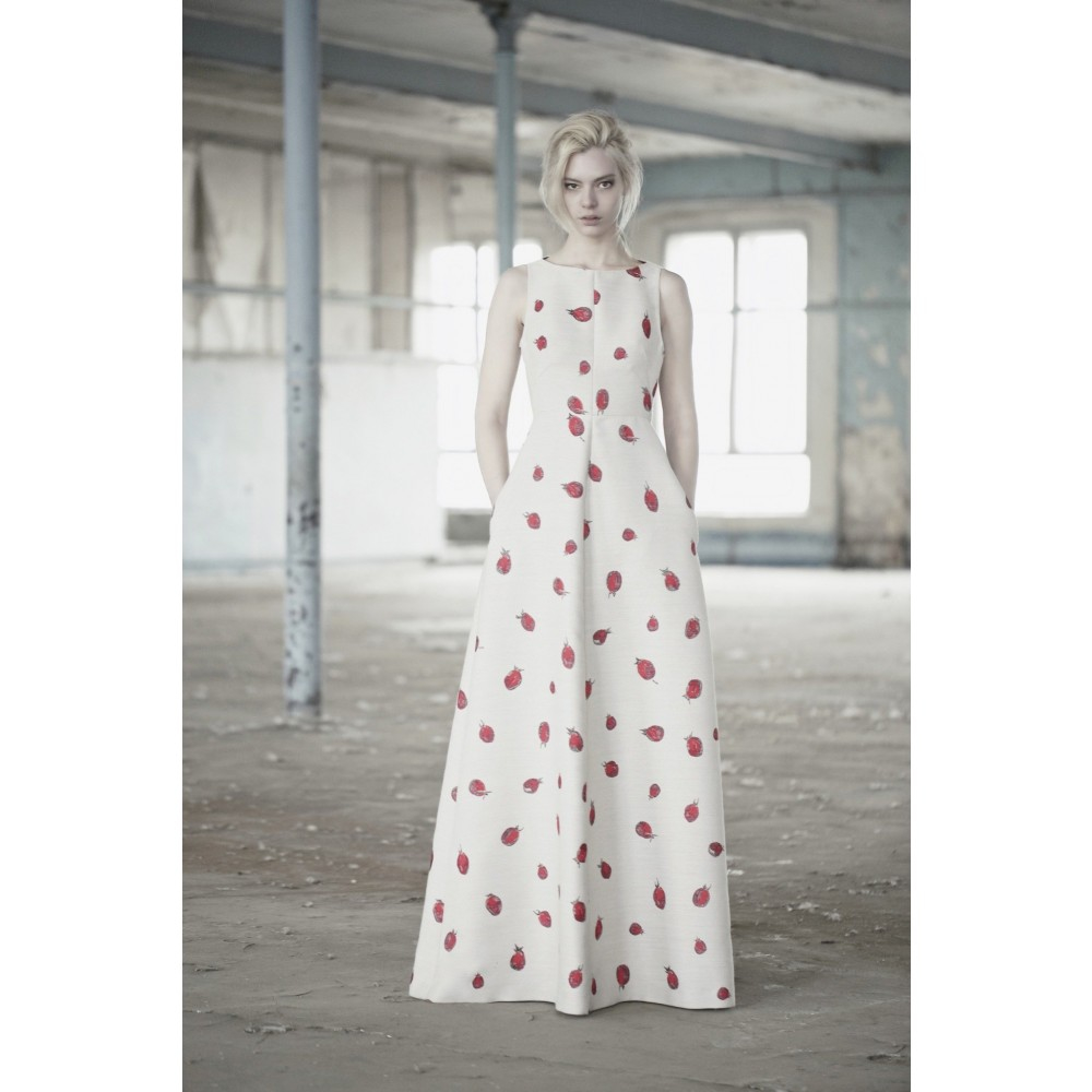berry jacquard dress