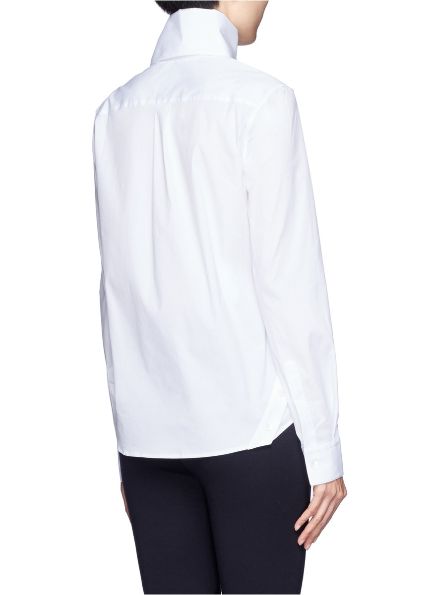 McQ Slanted Placket High Collar Shirt in White - Lyst