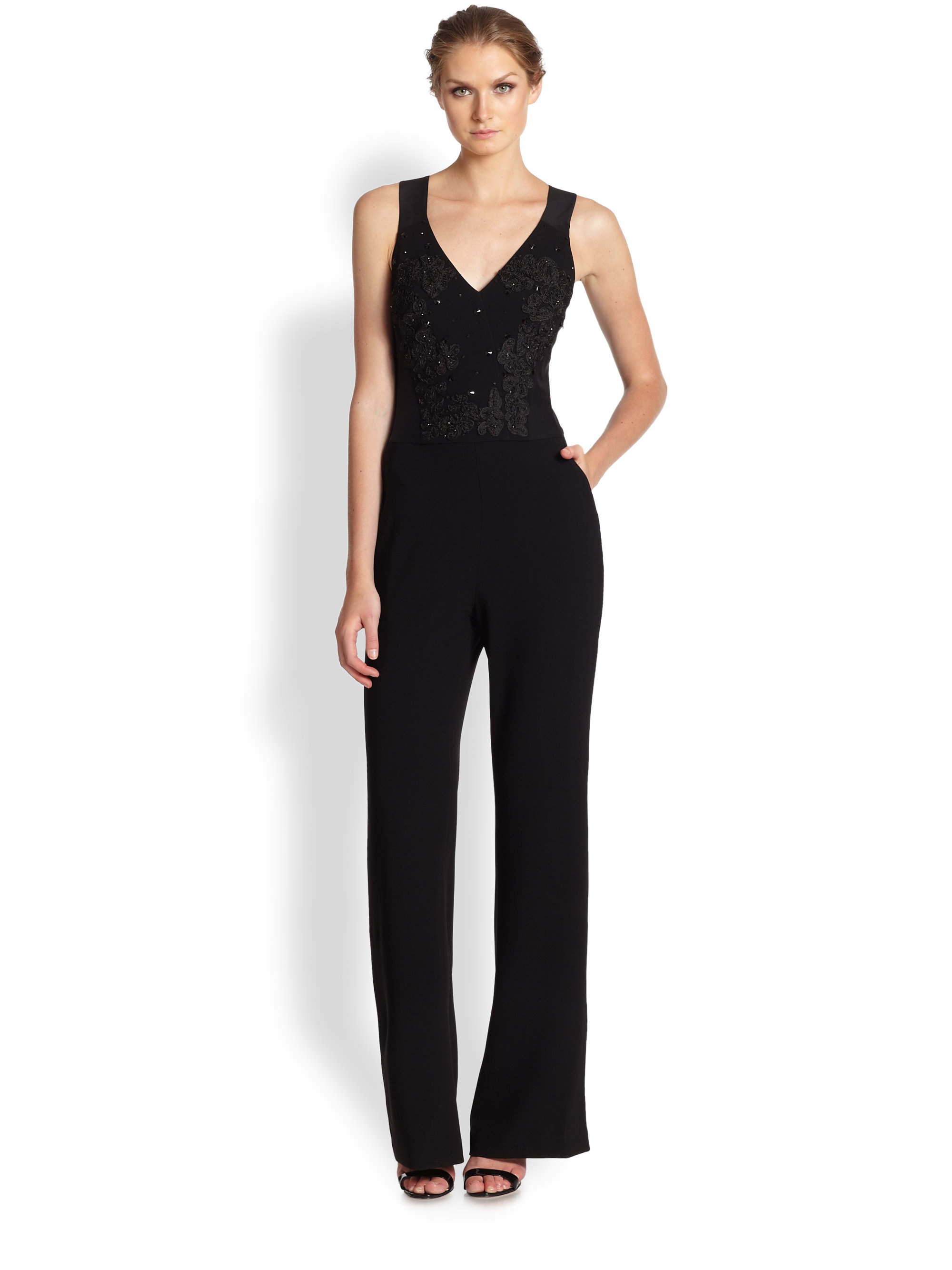 jumpsuit v neck black