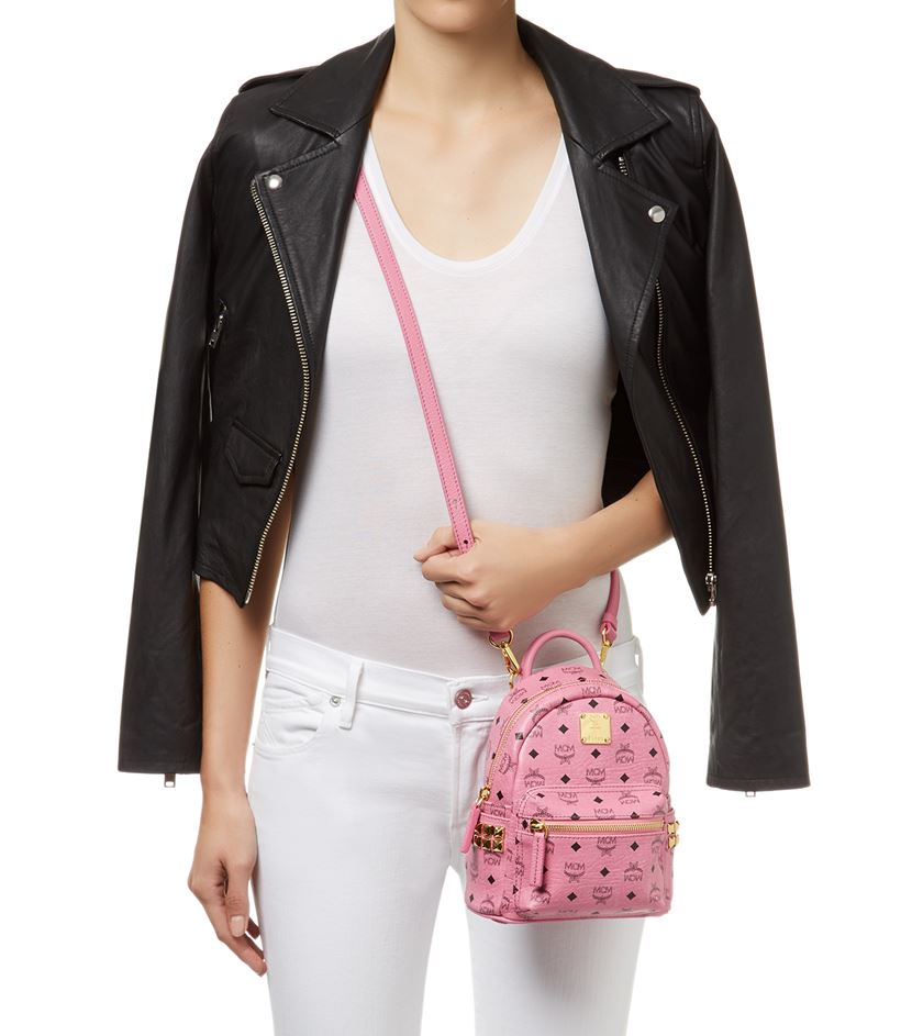 pink mcm mini backpack