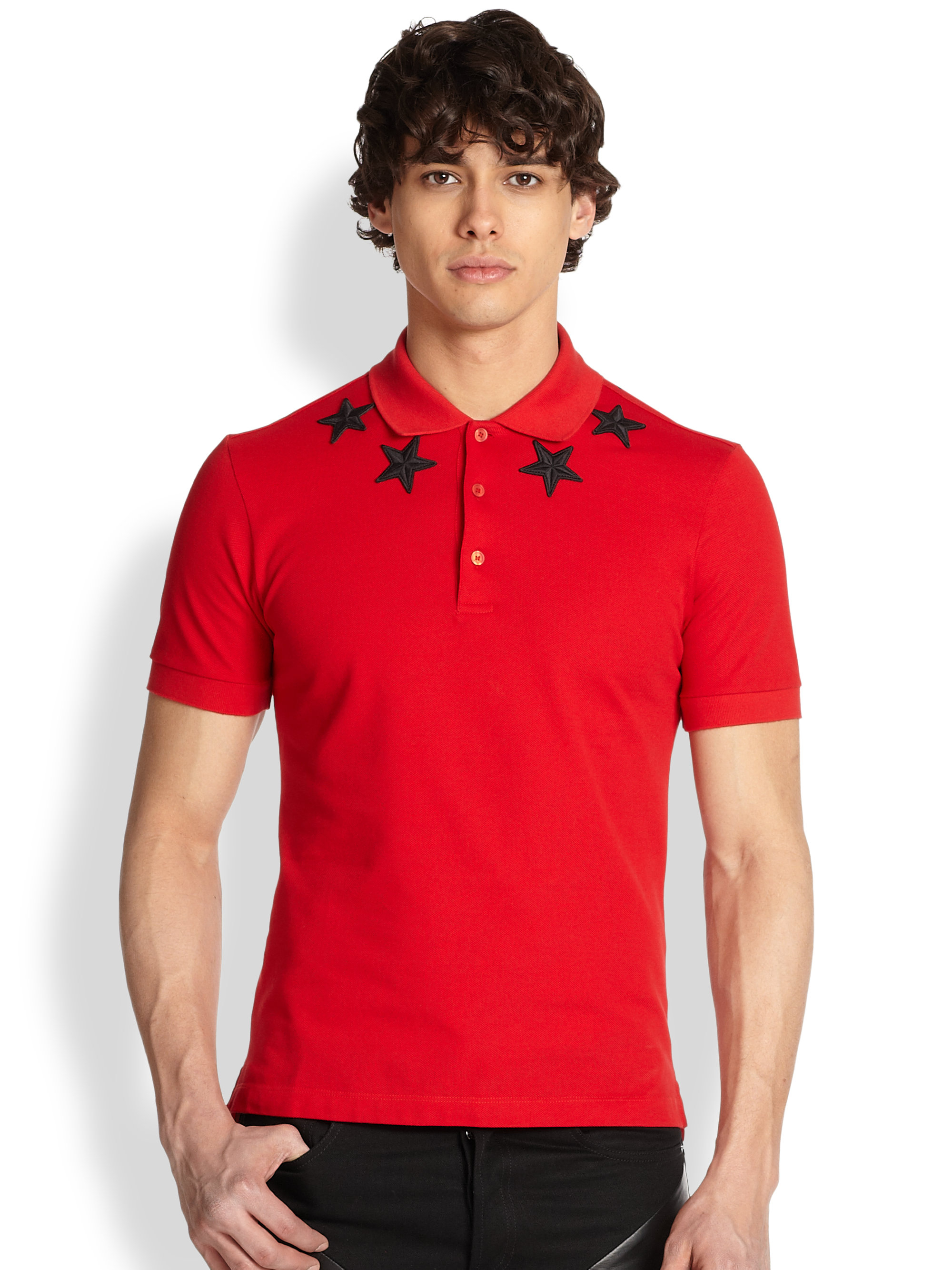 Givenchy Cuban Star Collar Polo in Red 