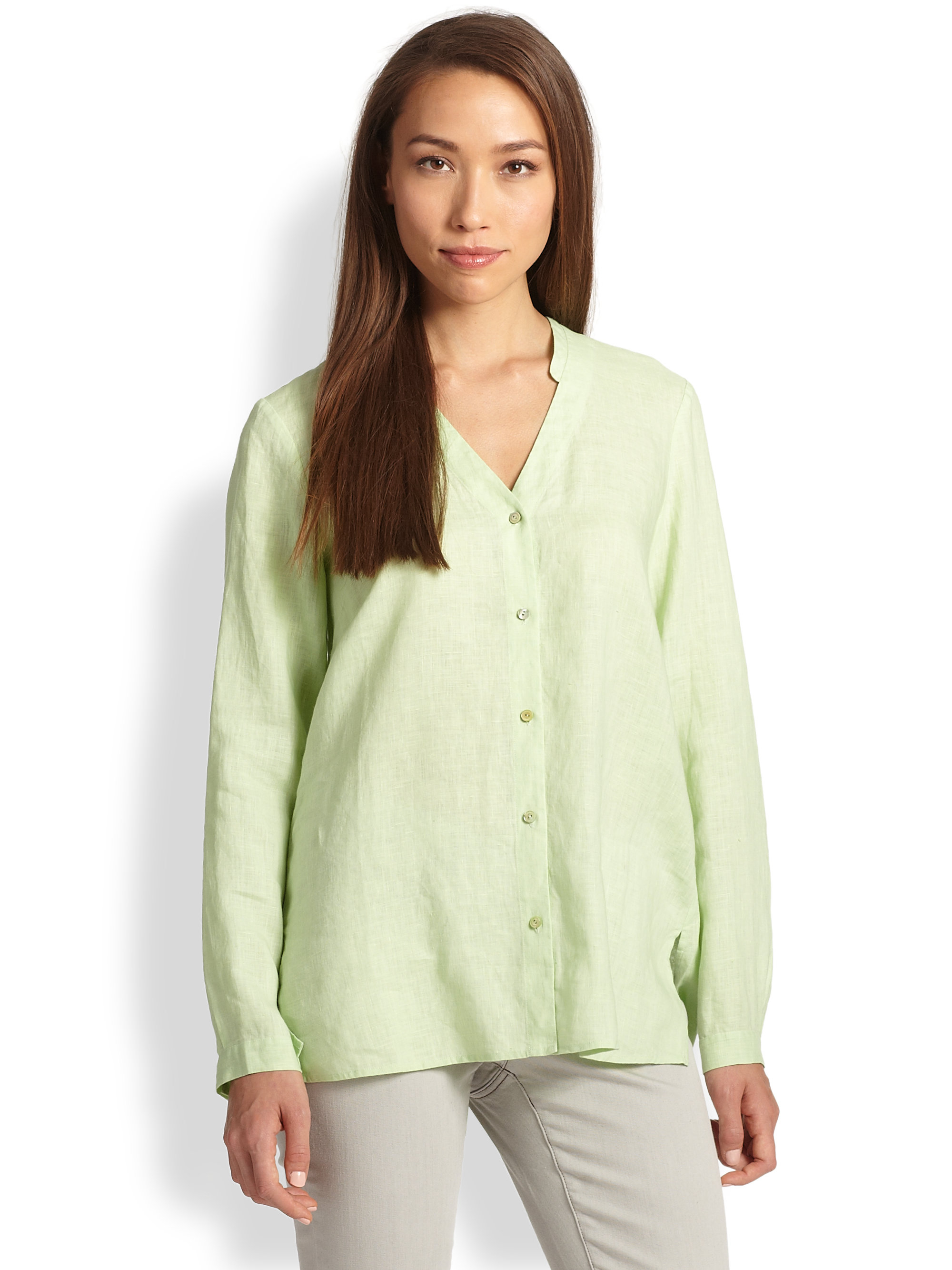 short sleeve linen button down