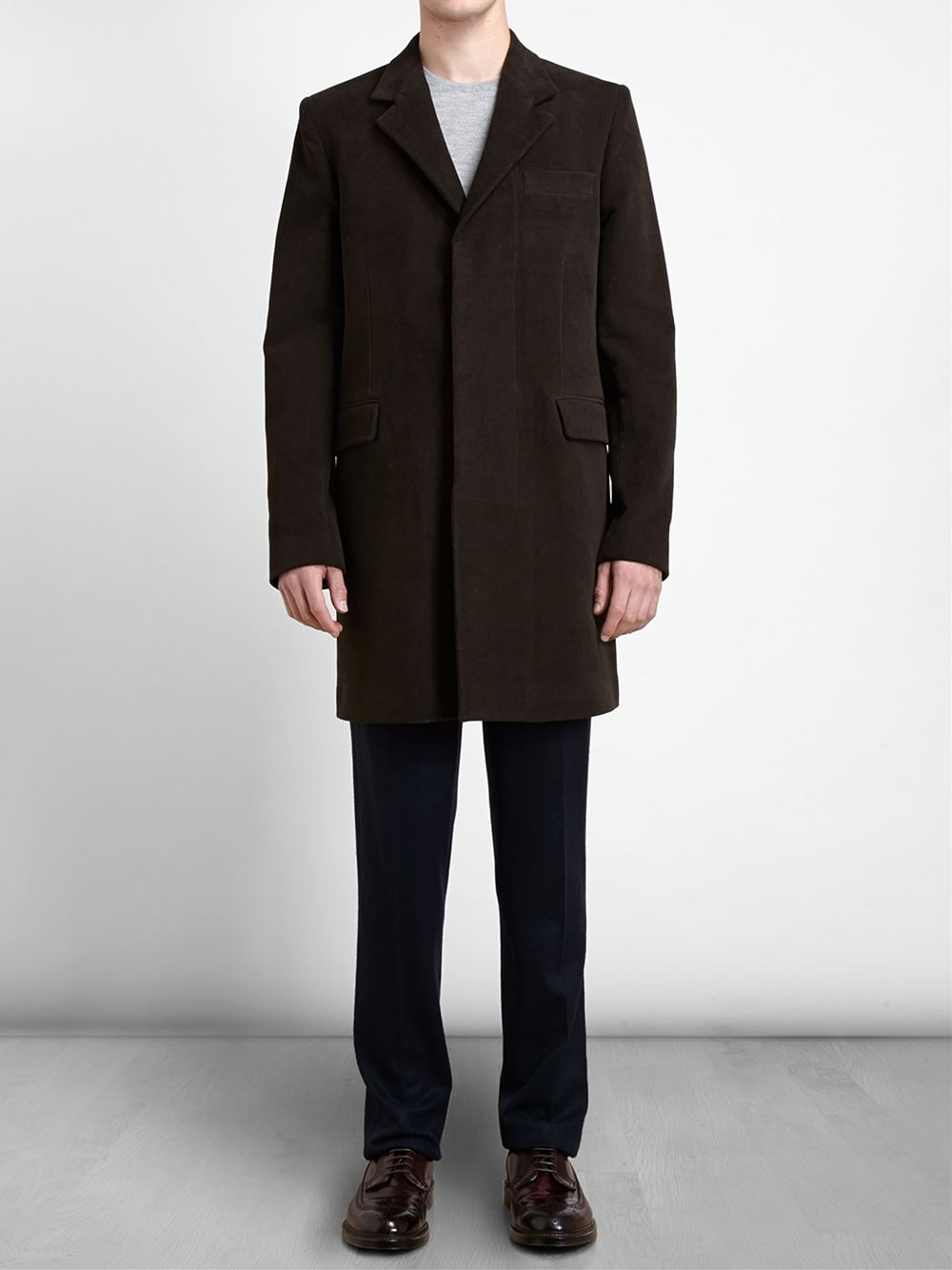 Ann demeulemeester grise Moleskin Coat in Brown for Men Lyst