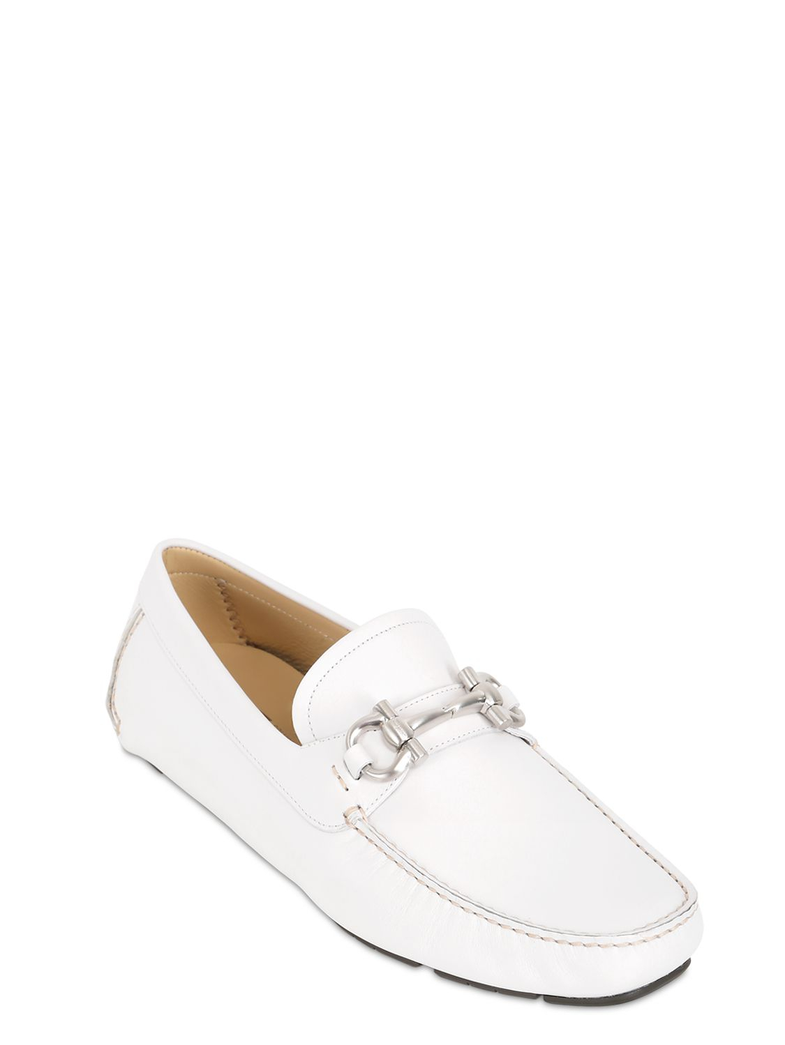 White ferragamo loafers Clearance