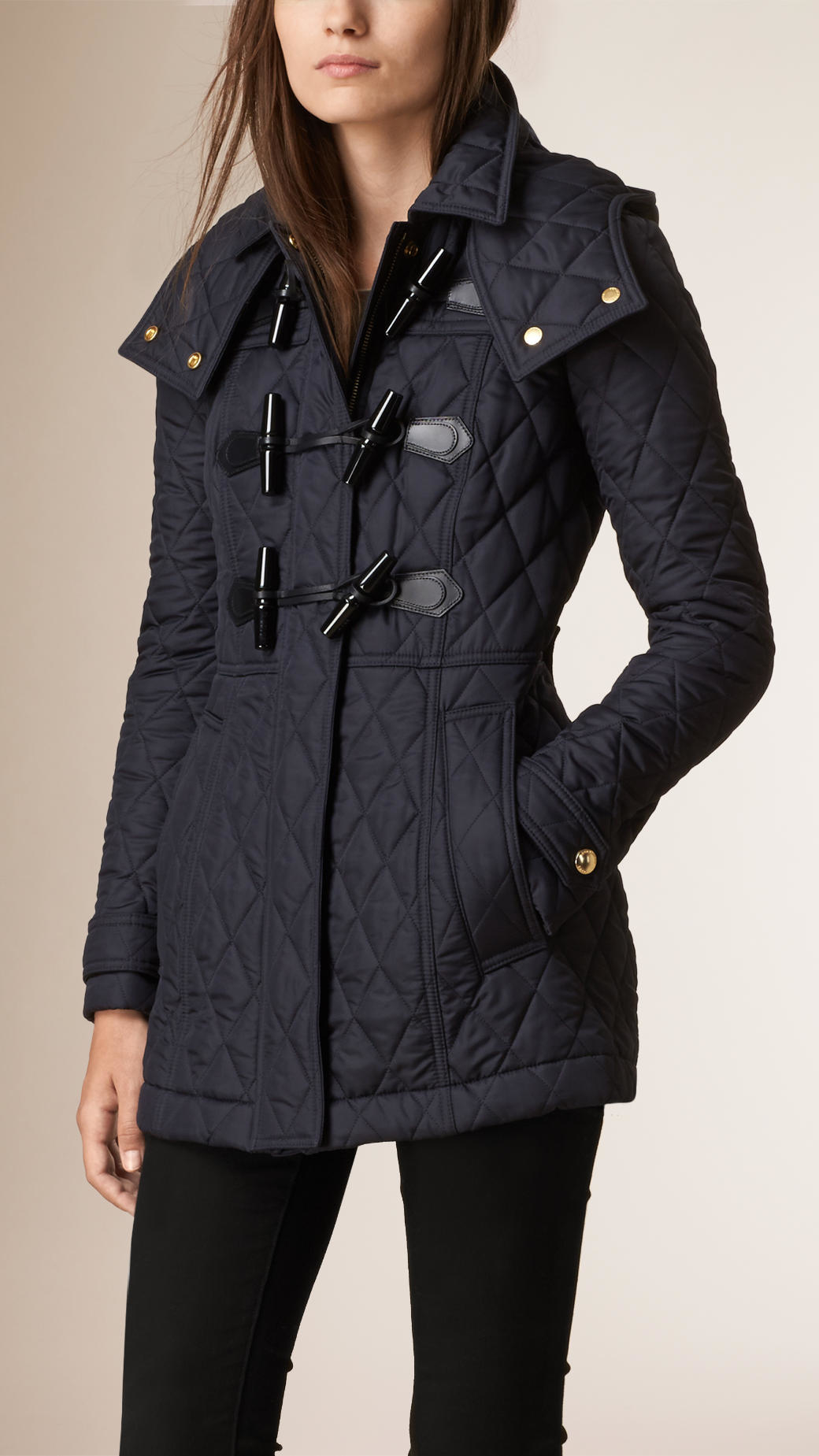 Burberry Synthetic Diamond Quilted Duffle Coat Navy in Blue - Lyst