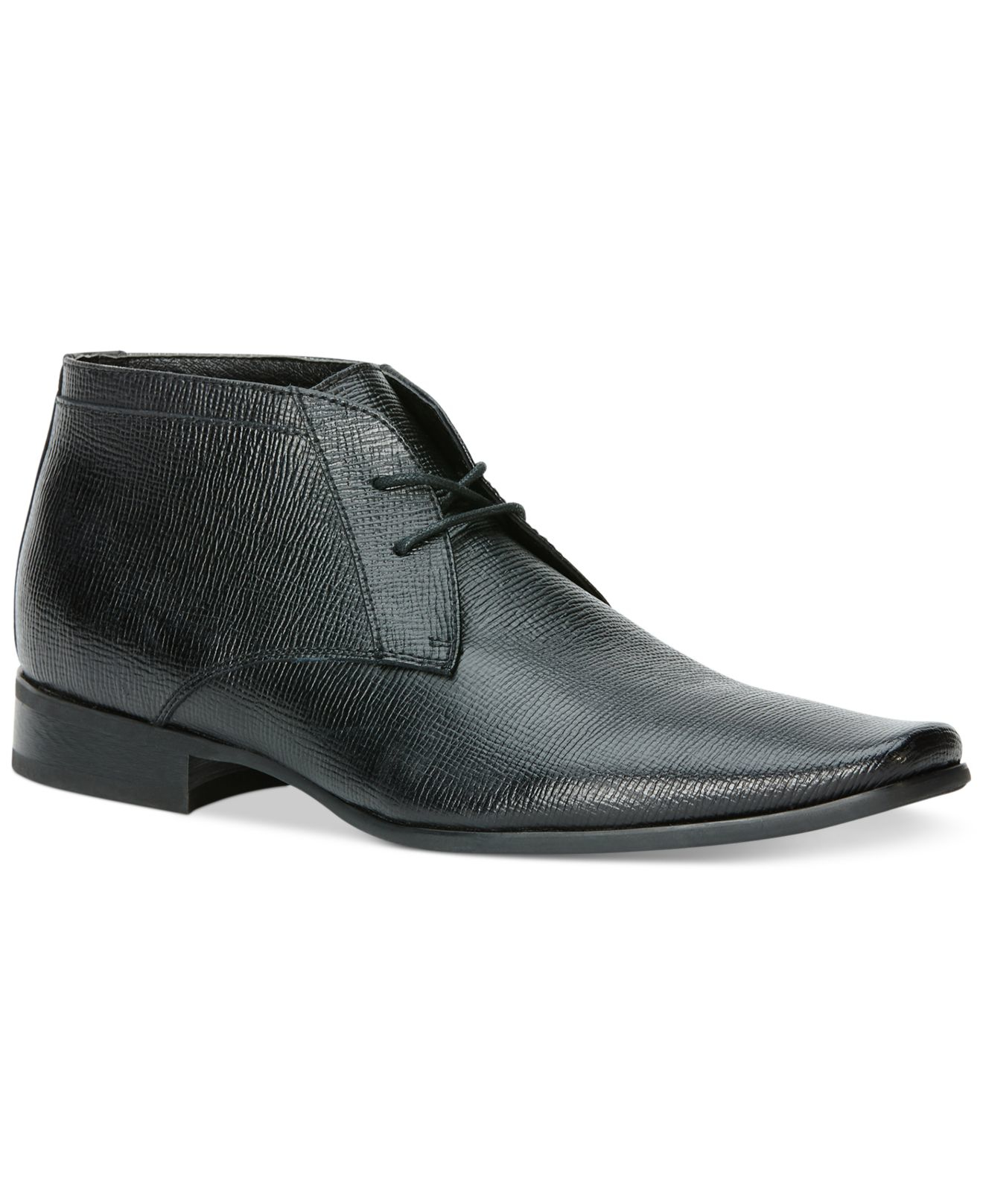 Calvin Klein Ballard Epi Textured Leather Boots in Black for Men