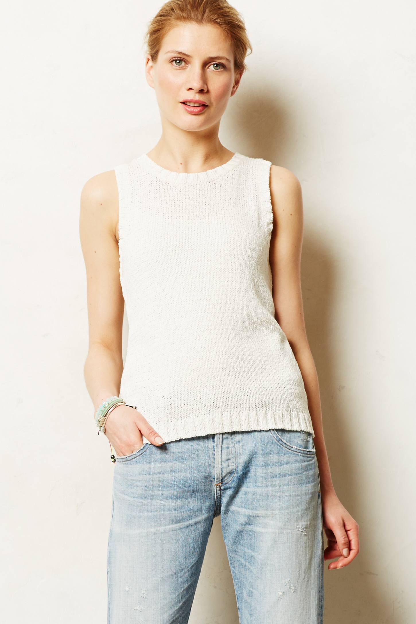 Sanctuary Pointelle Sweater Tank in White Lyst