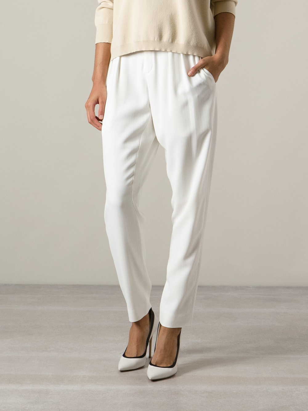 tailored white trousers