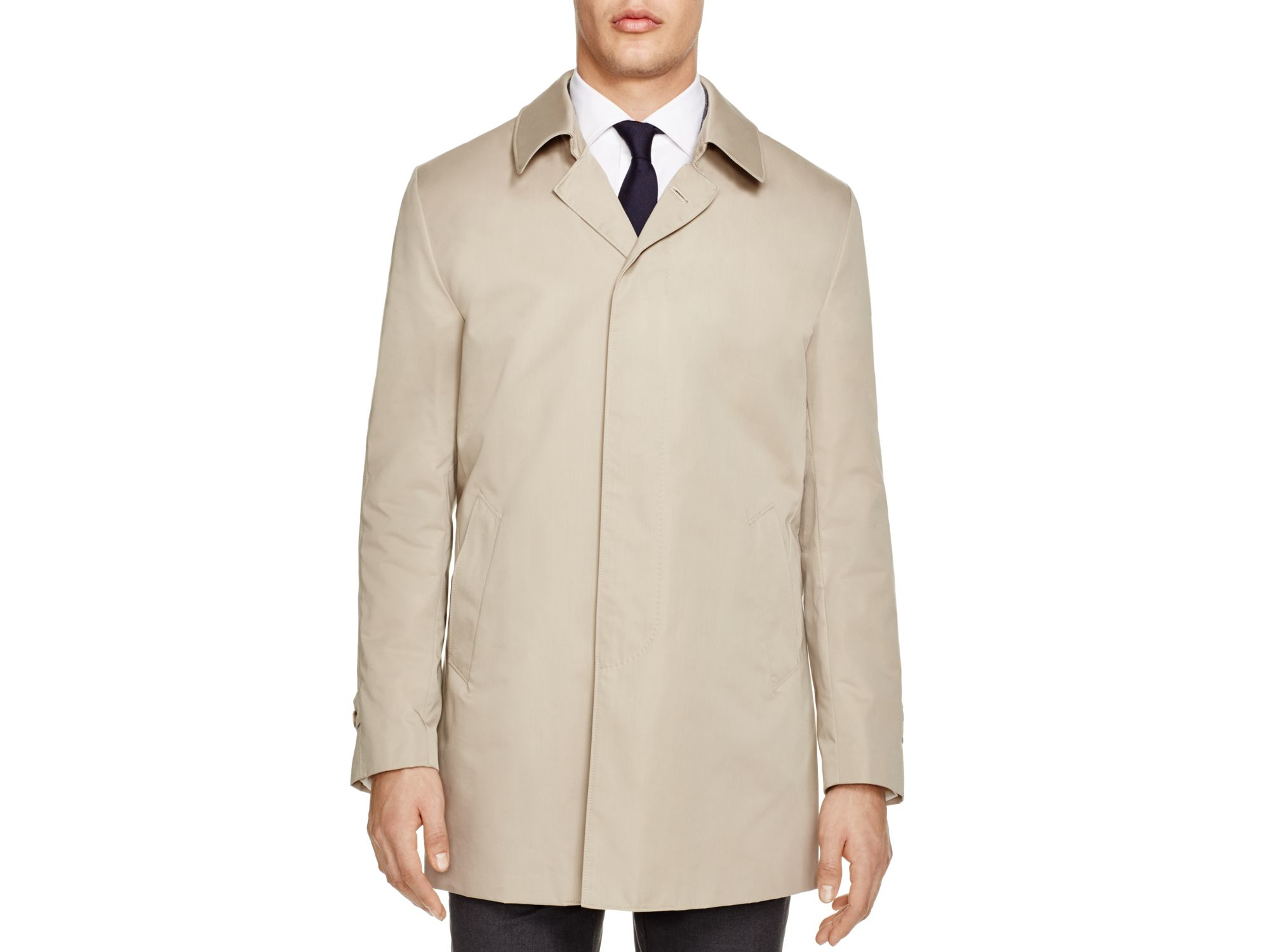 tan rain coat