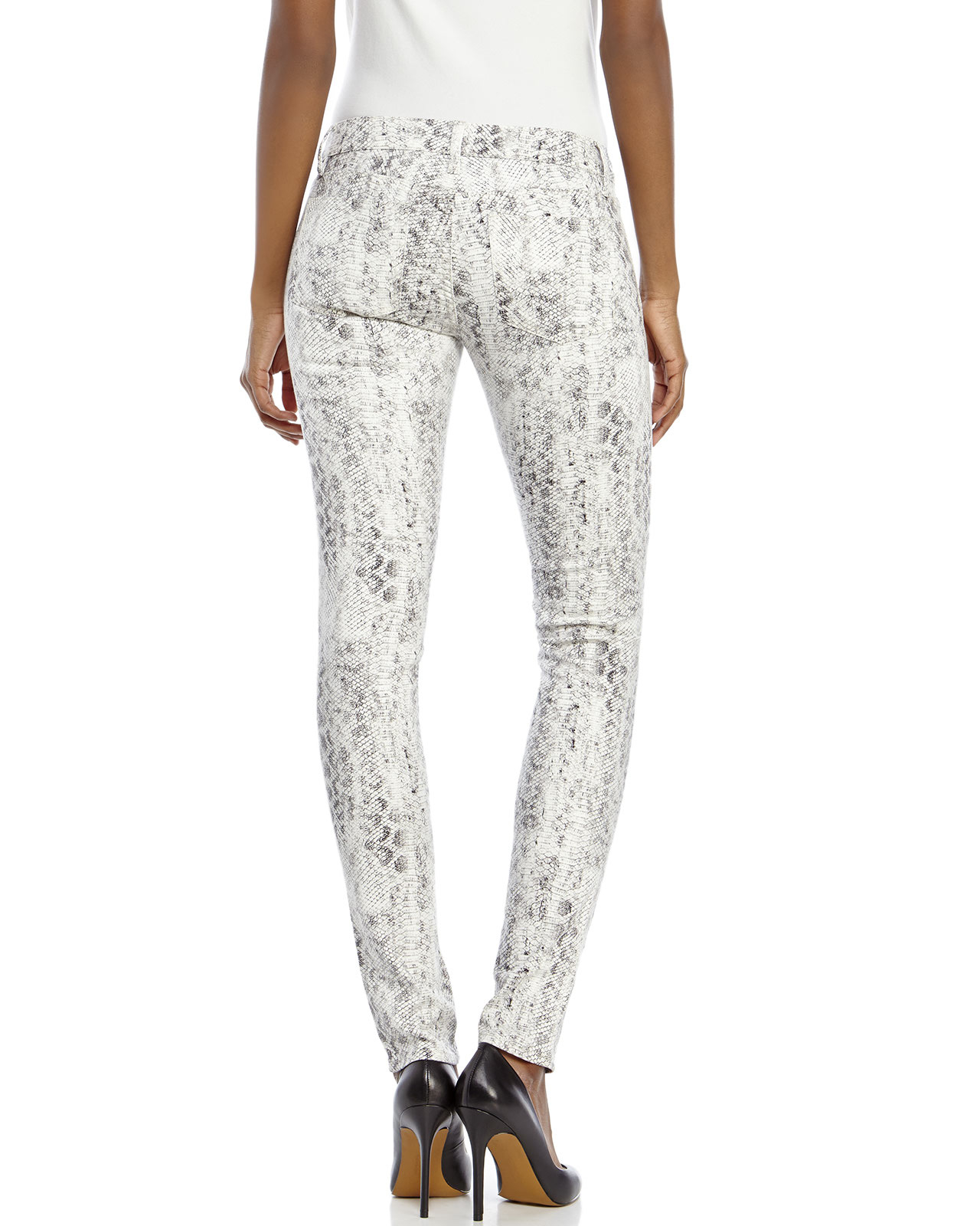 white snakeskin jeans