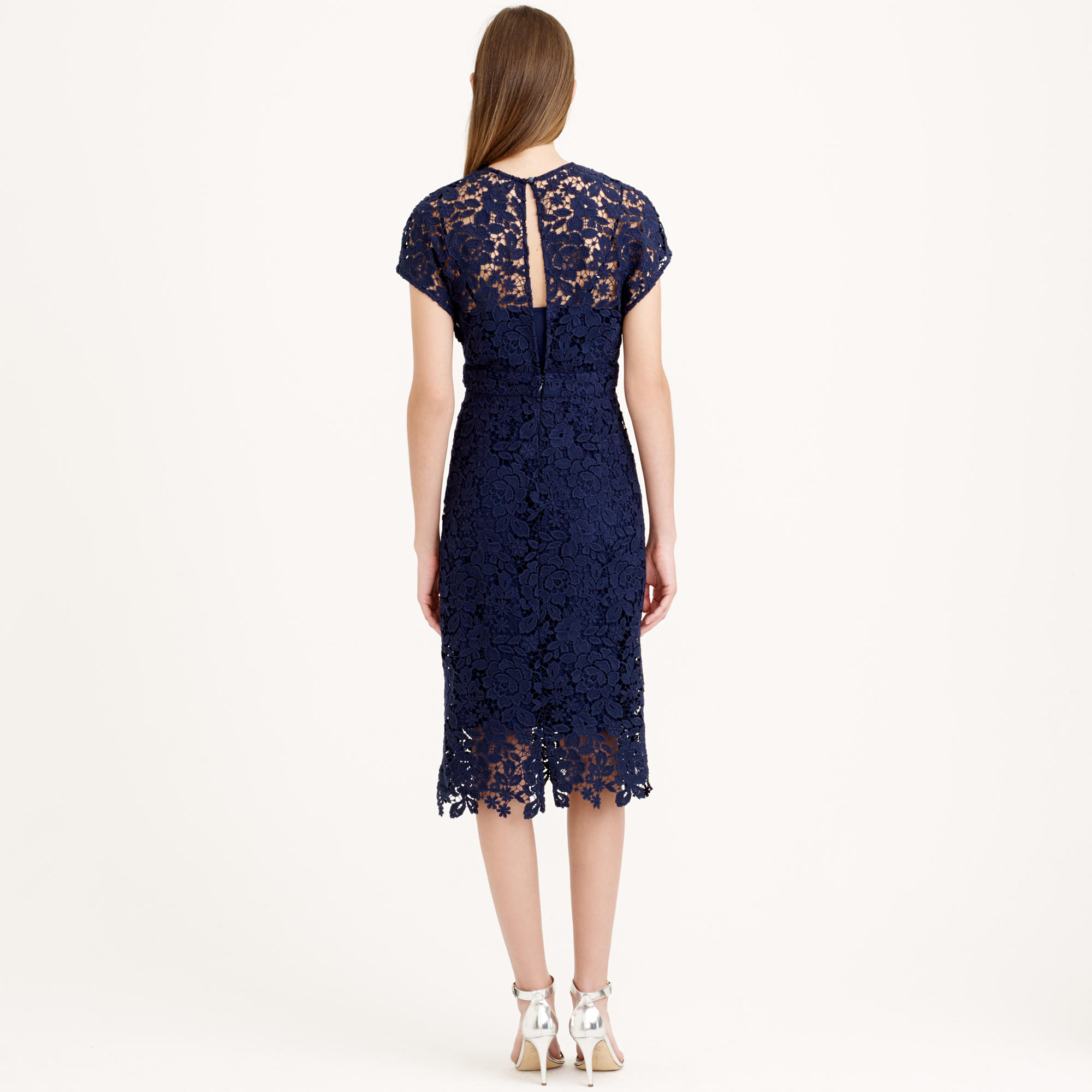 j crew navy scalloped dress