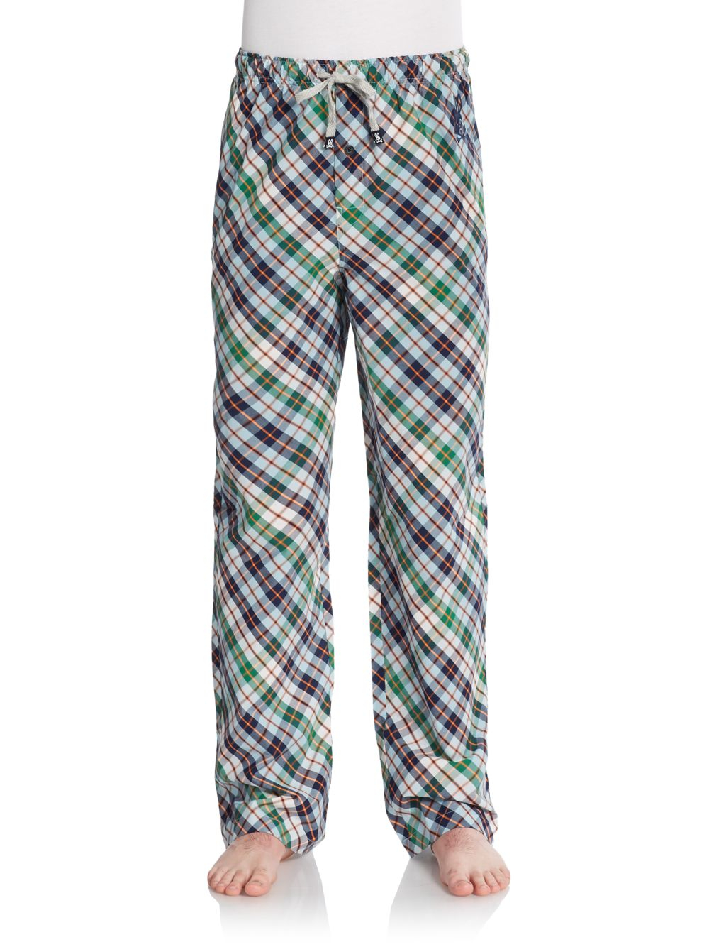 men's navy and green plaid pants