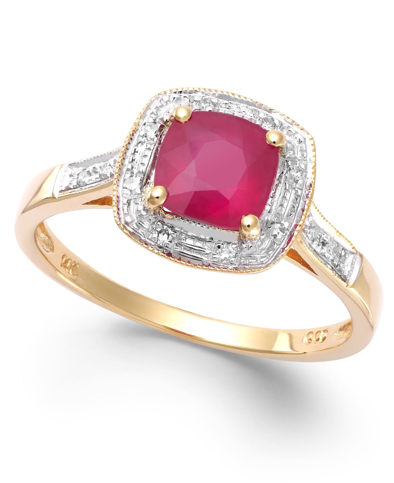 Macy's Ruby (11/4 Ct. T.w.) And Diamond Accent Ring In 14k Gold in Red