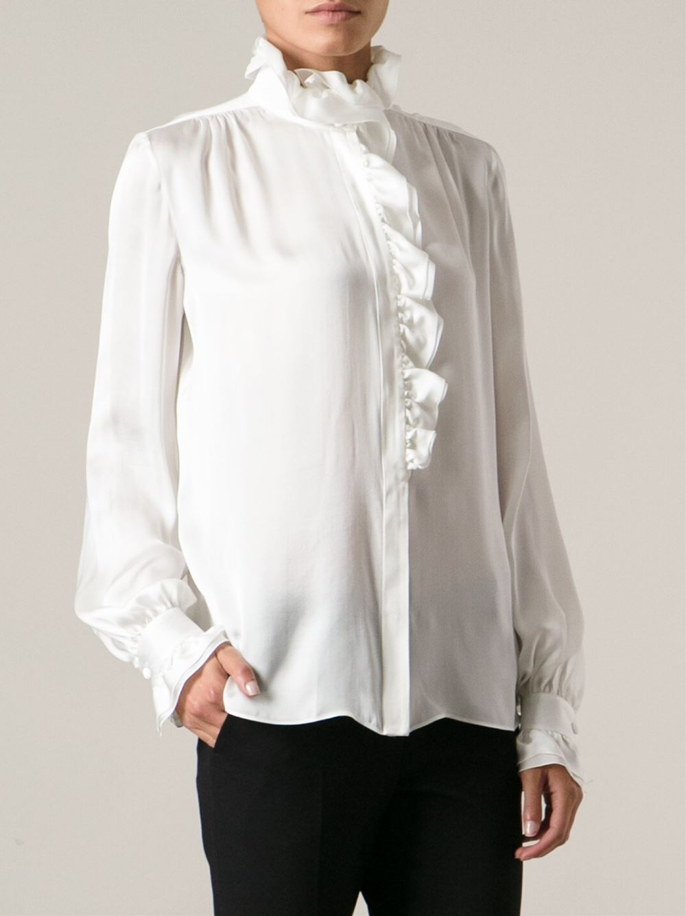 Lyst - Emilio Pucci Ruffle Shirt in White