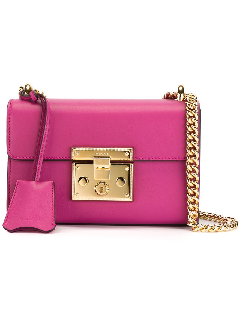 Gucci Mini Padlock Leather Shoulder Bag in Pink | Lyst