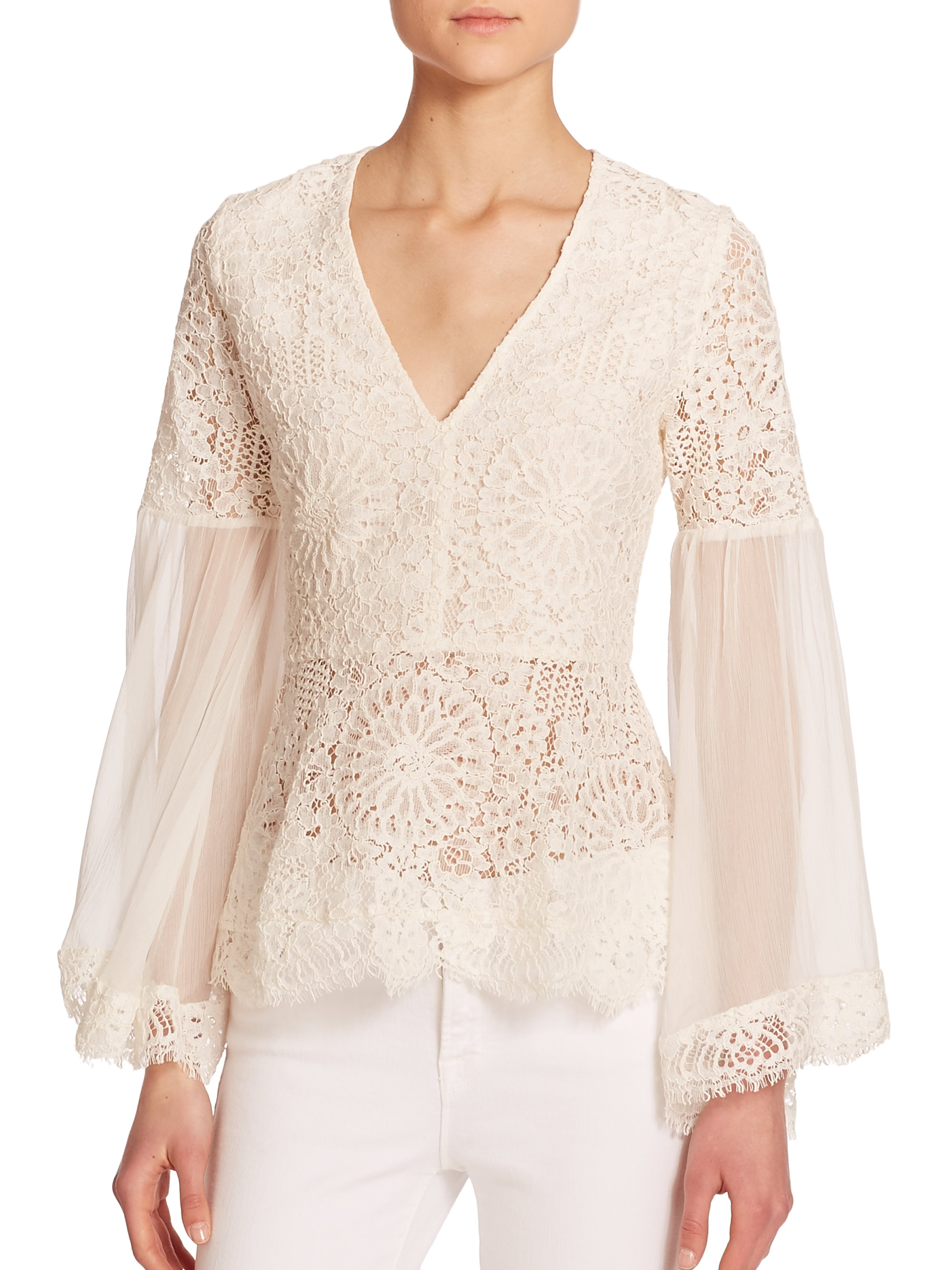 white lace peasant blouse