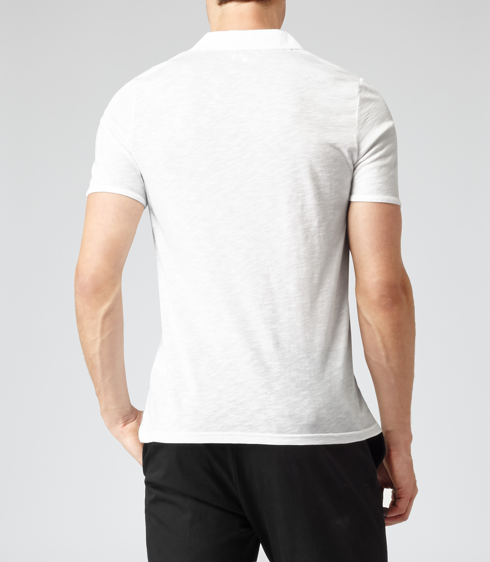 Reiss Kingsley Open Collar Polo T-Shirt in White for Men - Lyst