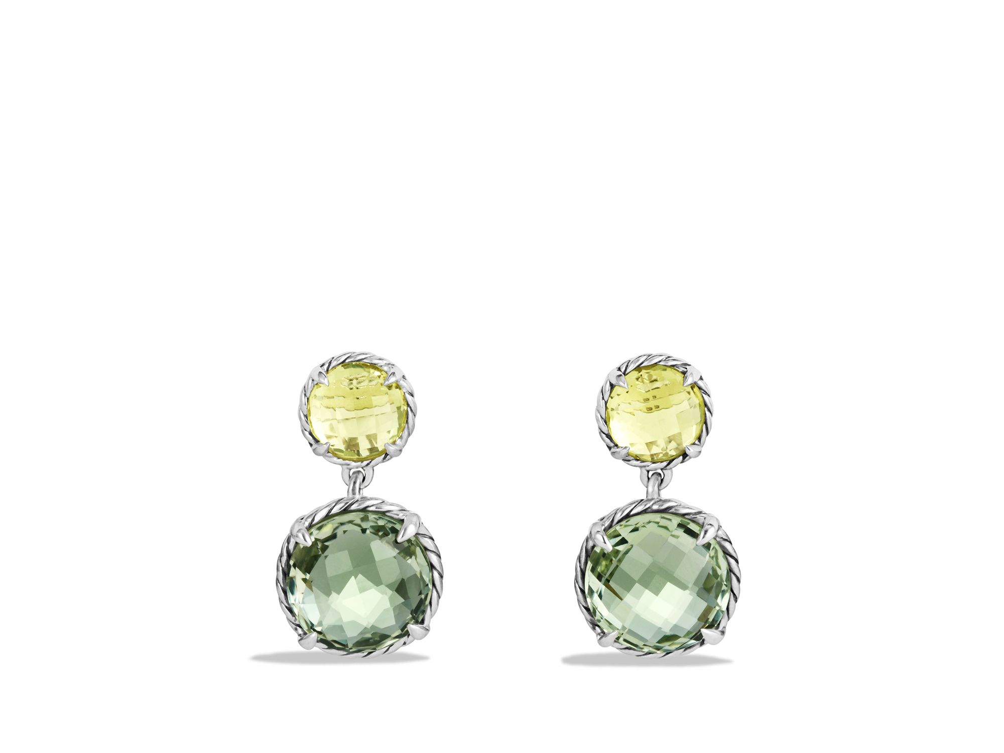 David Yurman Chatelaine Double-drop Earrings With Prasiolite And Lemon  Citrine in Green | Lyst