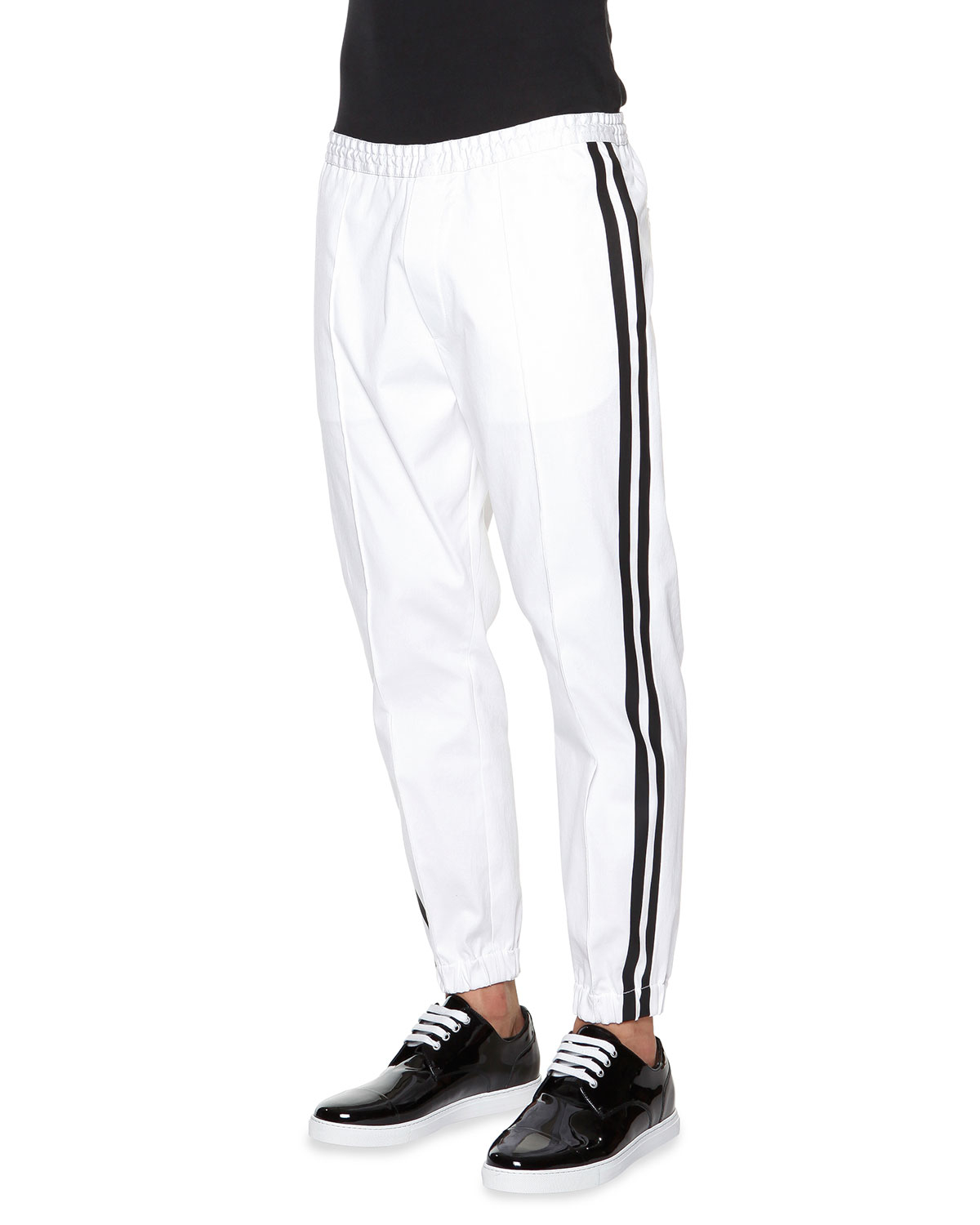 black and white side stripe pants