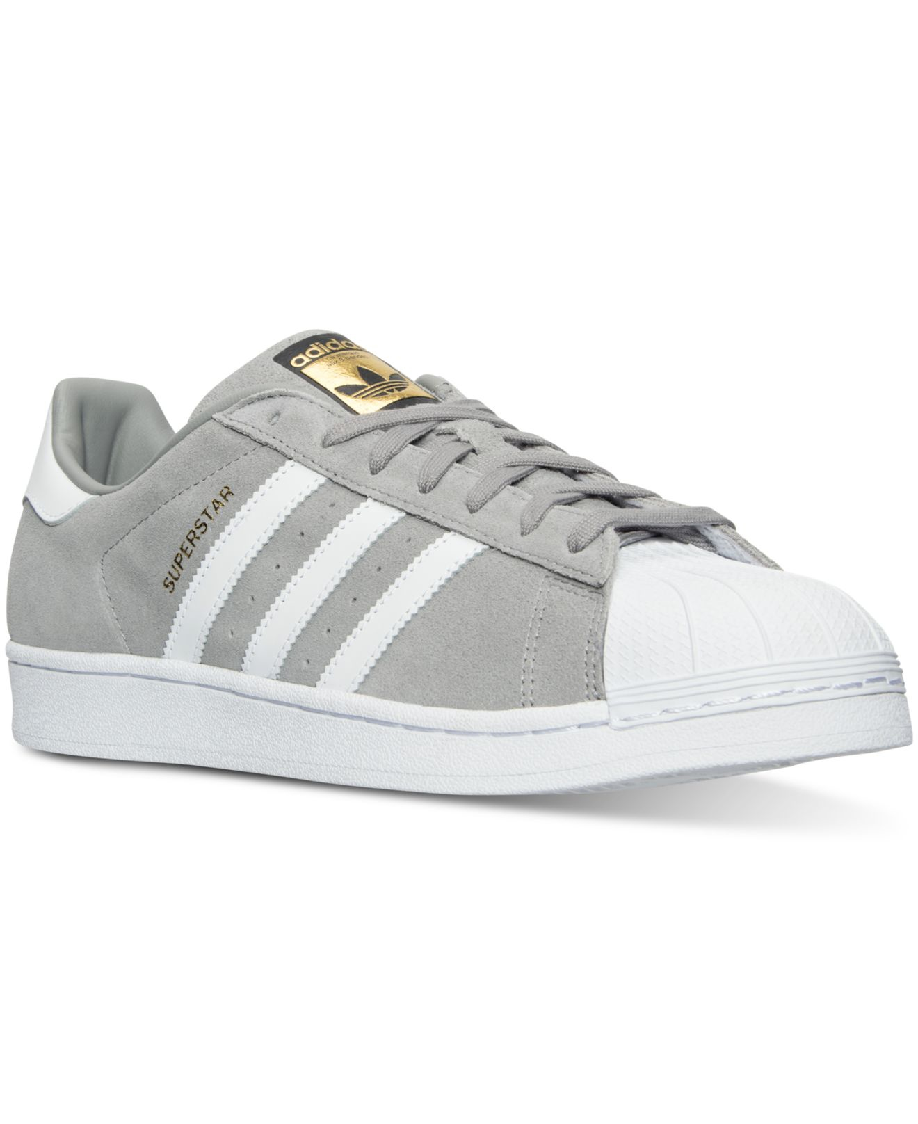 grey adidas superstar trainers