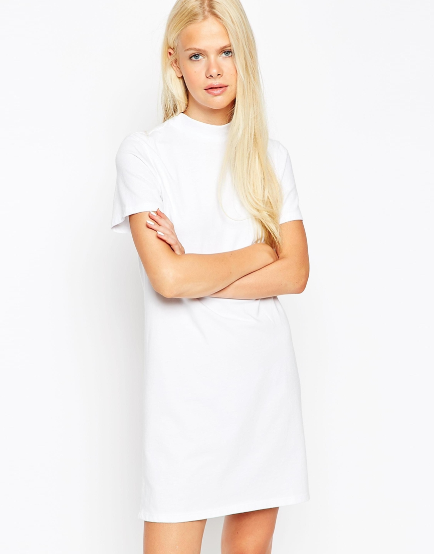 Lyst Asos T  shirt  Dress  With High Neck in White 