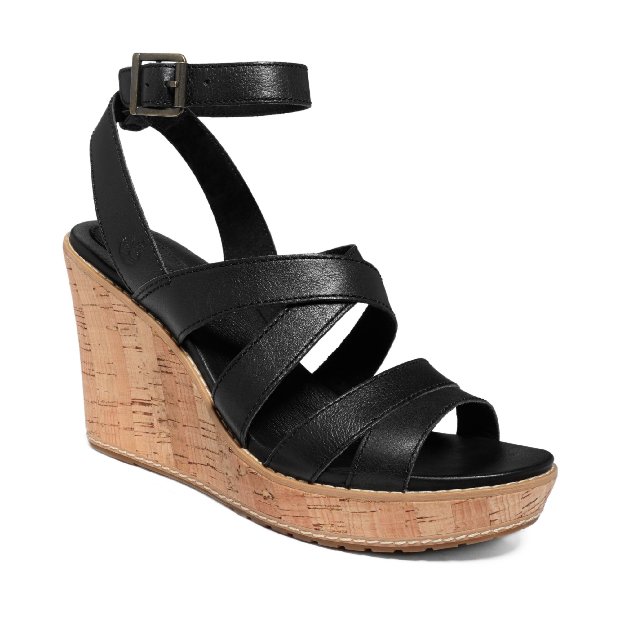 timberland wedges black
