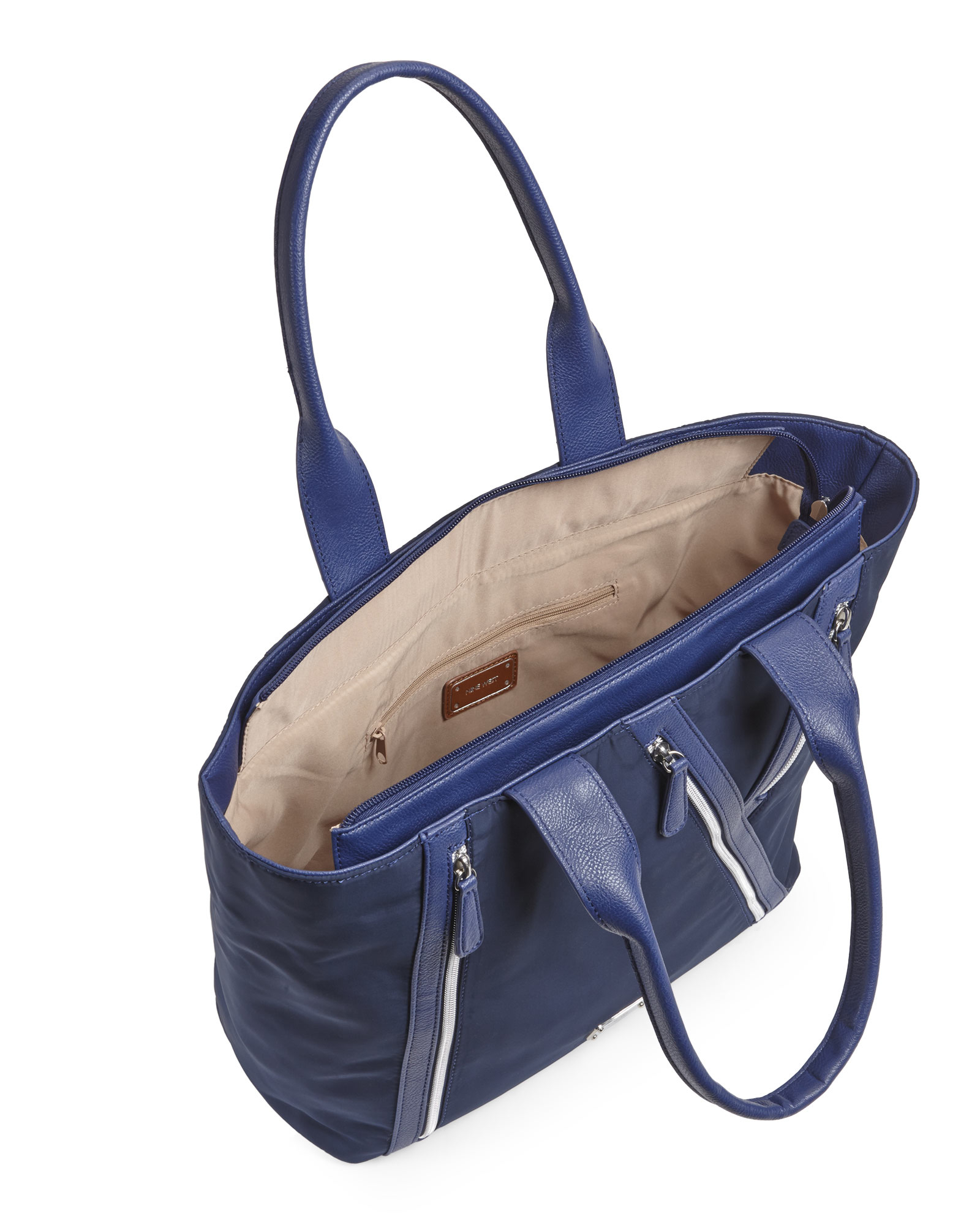 Nine West Blue Navy Cross Cut Tote