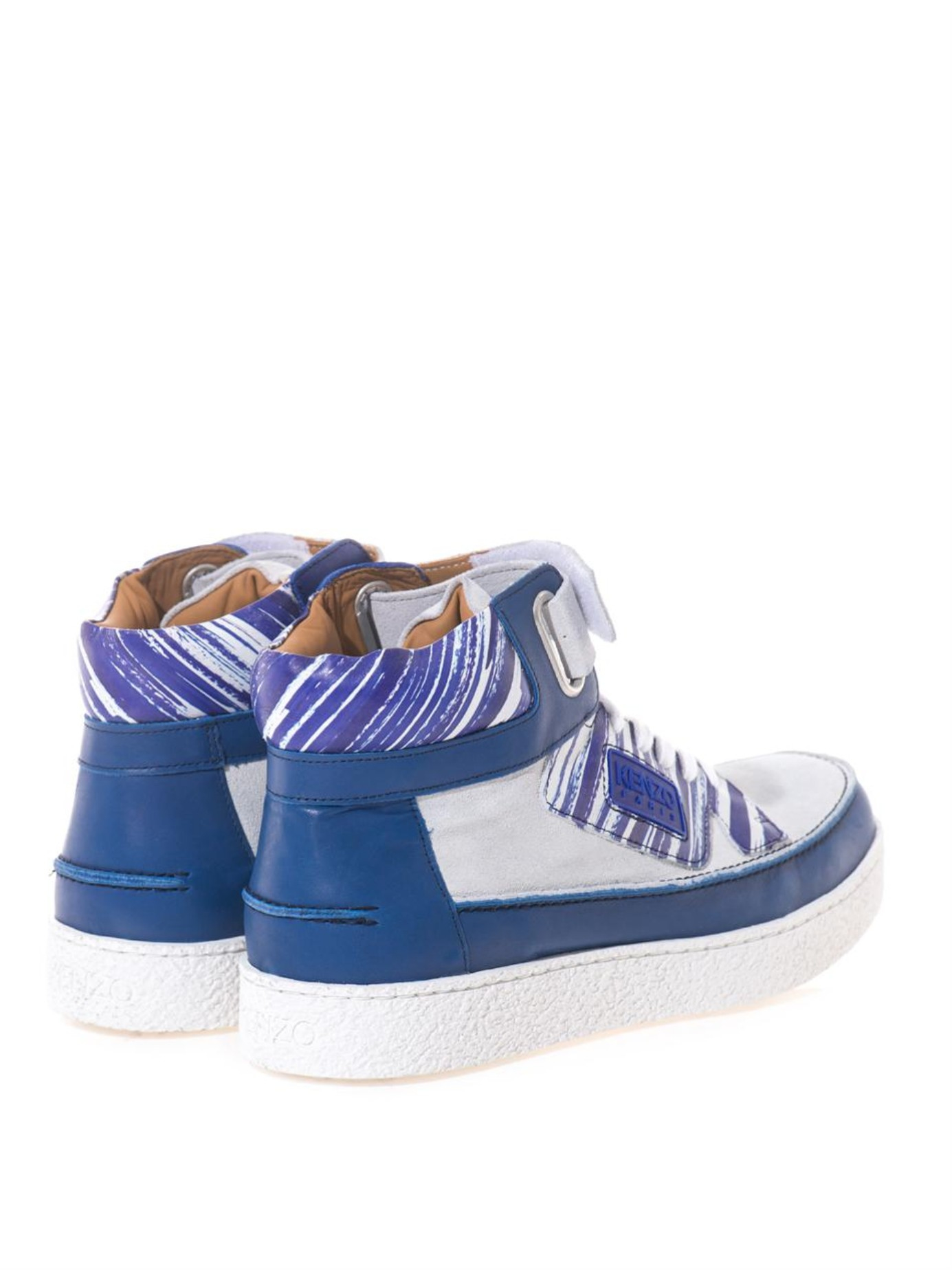 KENZO Kenyon Wave-Print High-Top Sneakers in White (Blue) for Men - Lyst