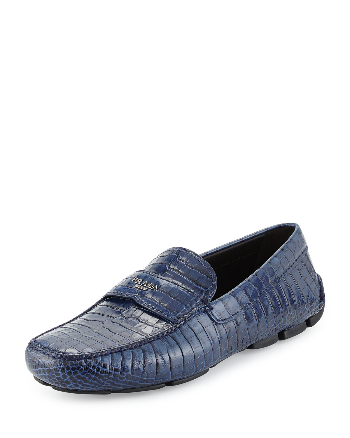 prada blue loafers lyst prada crocodile print leather loafers in blue prada blue loafers lyst prada crocodile print leather loafers in blue