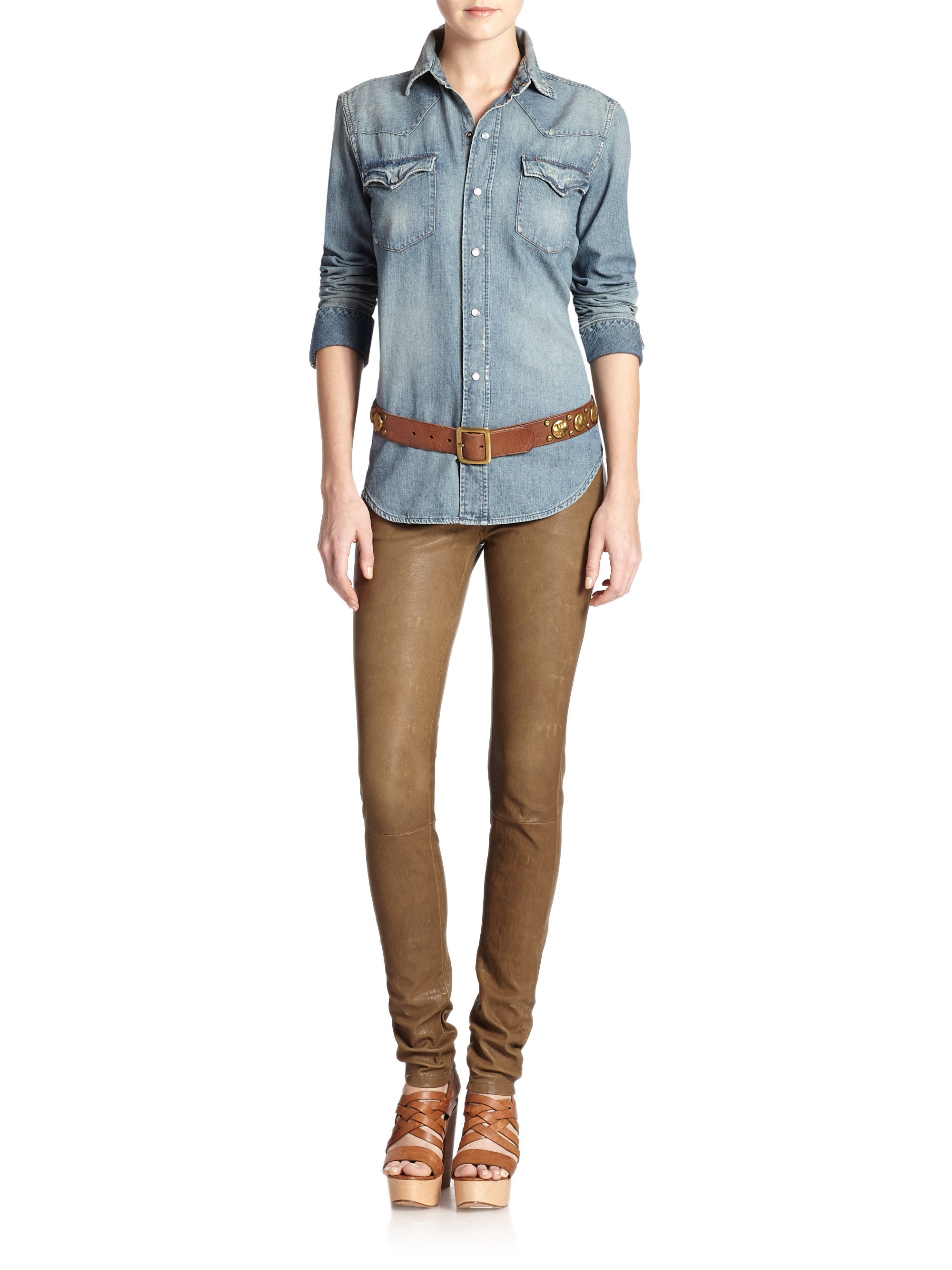 ralph polo lauren denim western shirt