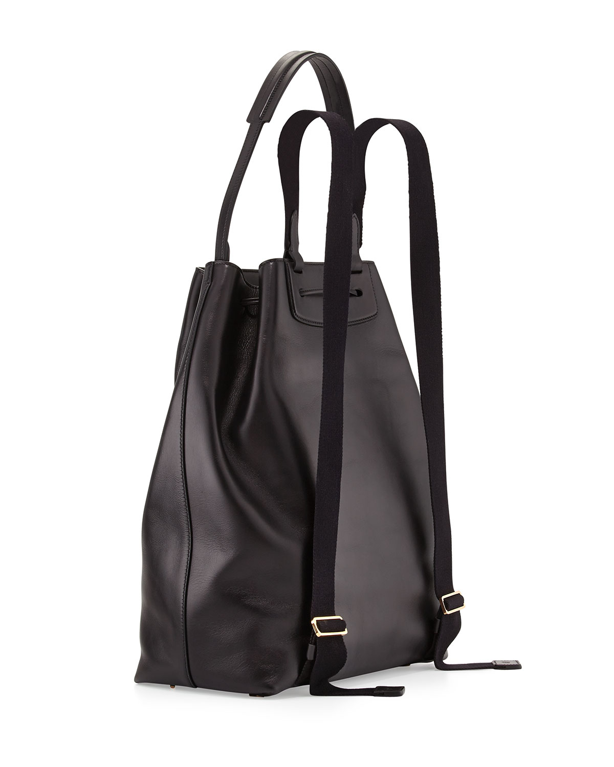 The Row Mini Leather Drawstring Backpack in Rose (Black ...