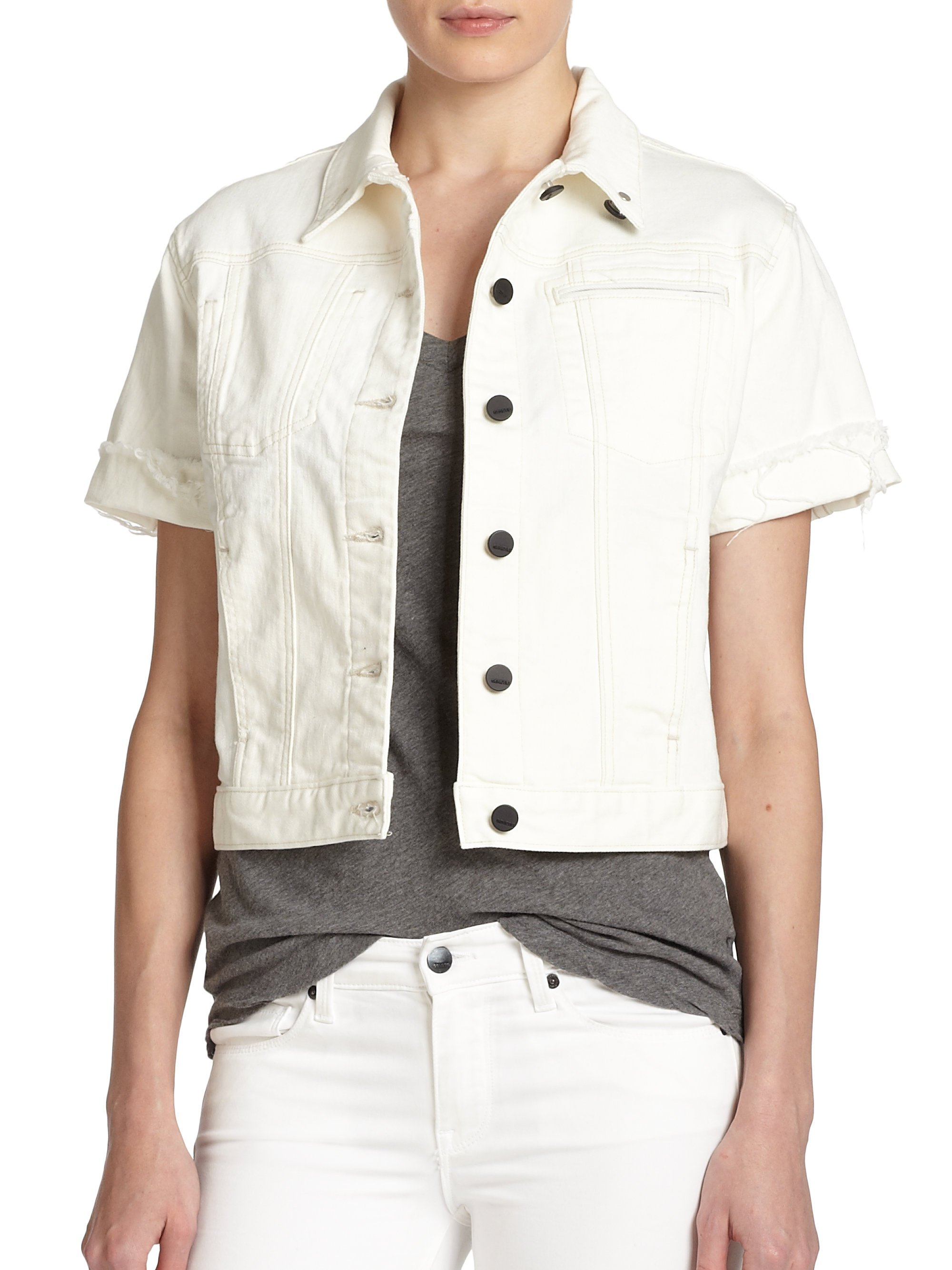 white short sleeve jacket ladies