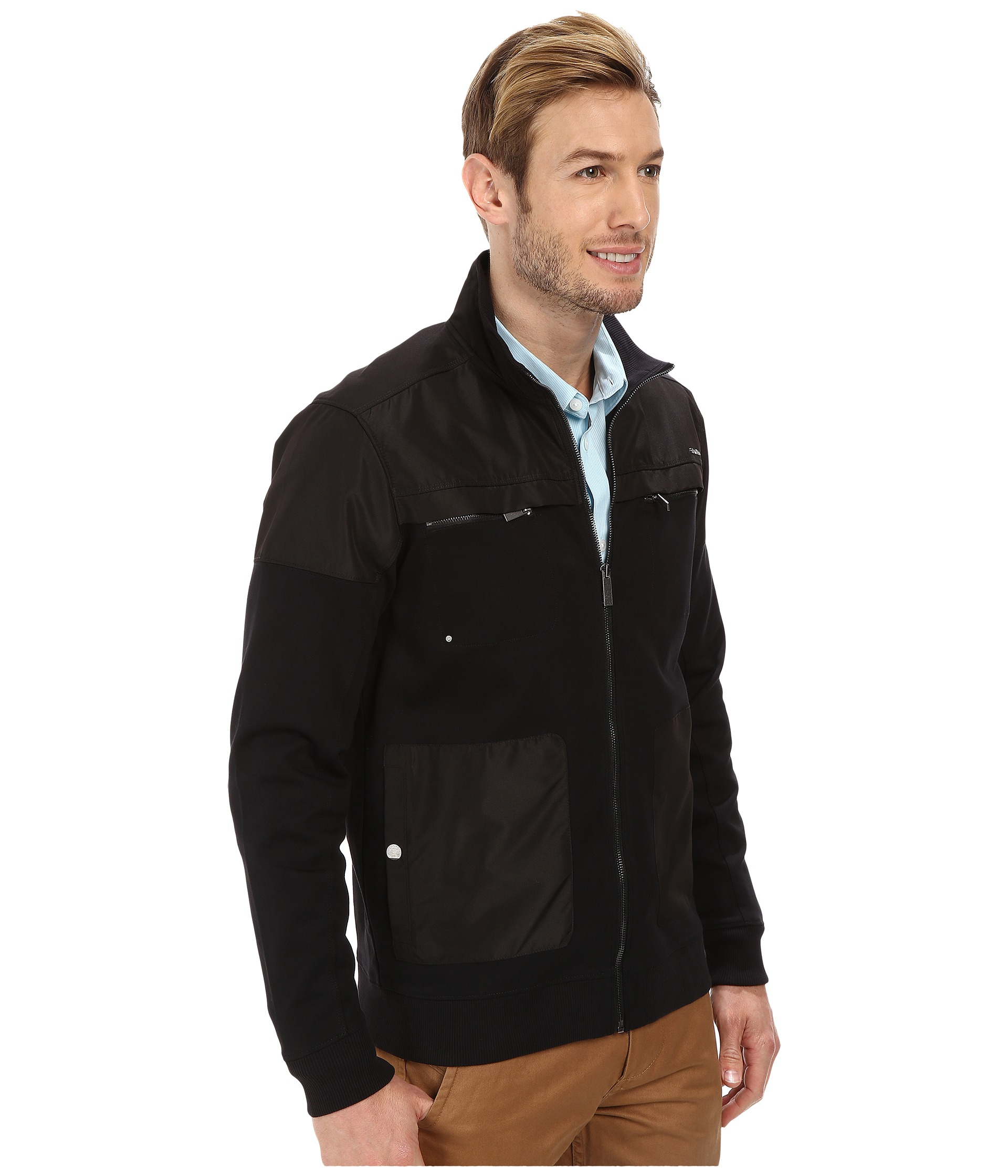 Calvin klein Long Sleeve Full Zip Solid Sweatshirt in Black for Men | Lyst
