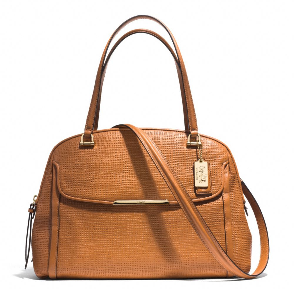 COACH Madison Georgie in Embossed Leather in li/Burnt Camel (Brown) - Lyst