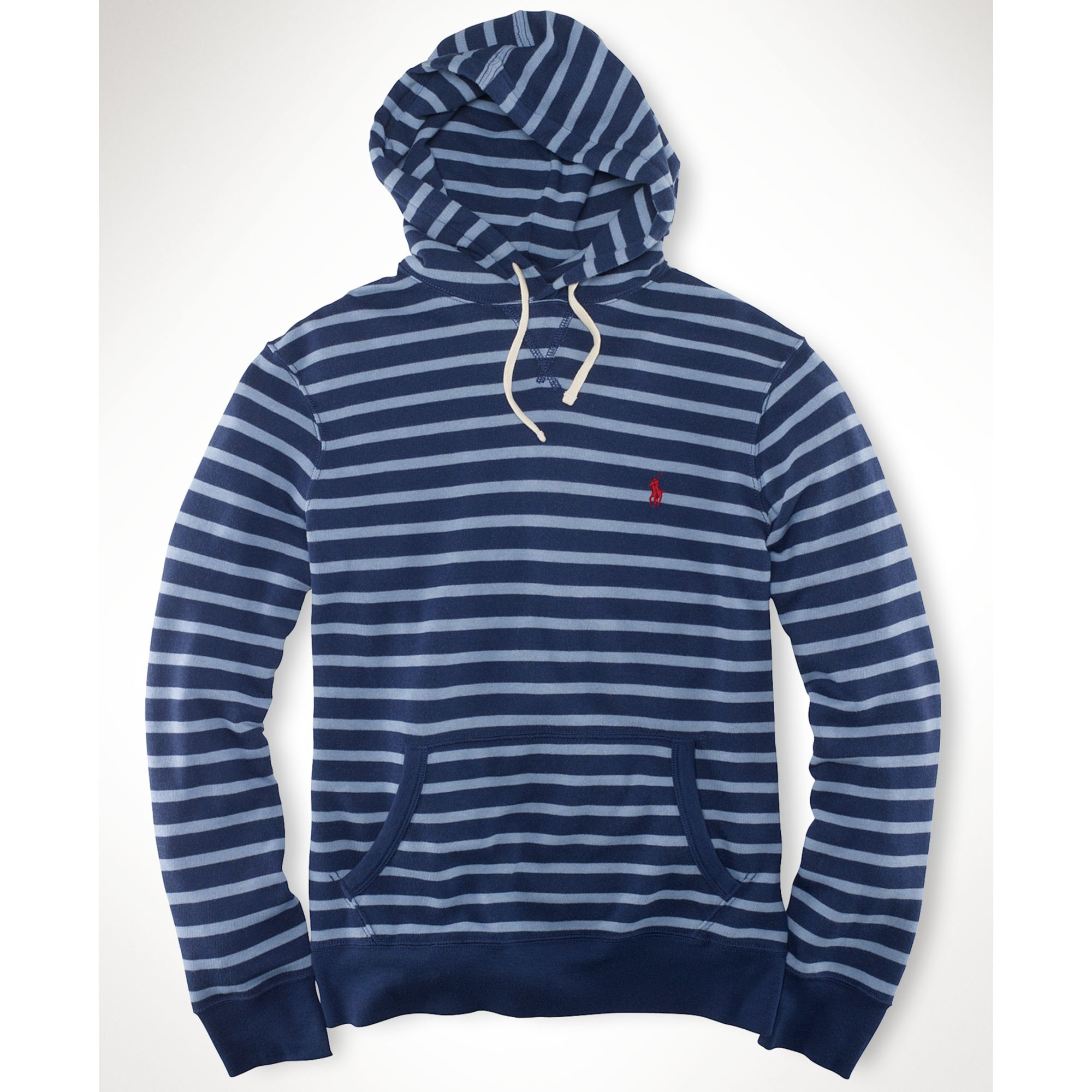 Ralph Lauren Striped Jersey Pullover Hoodie in Blue for Men Lyst