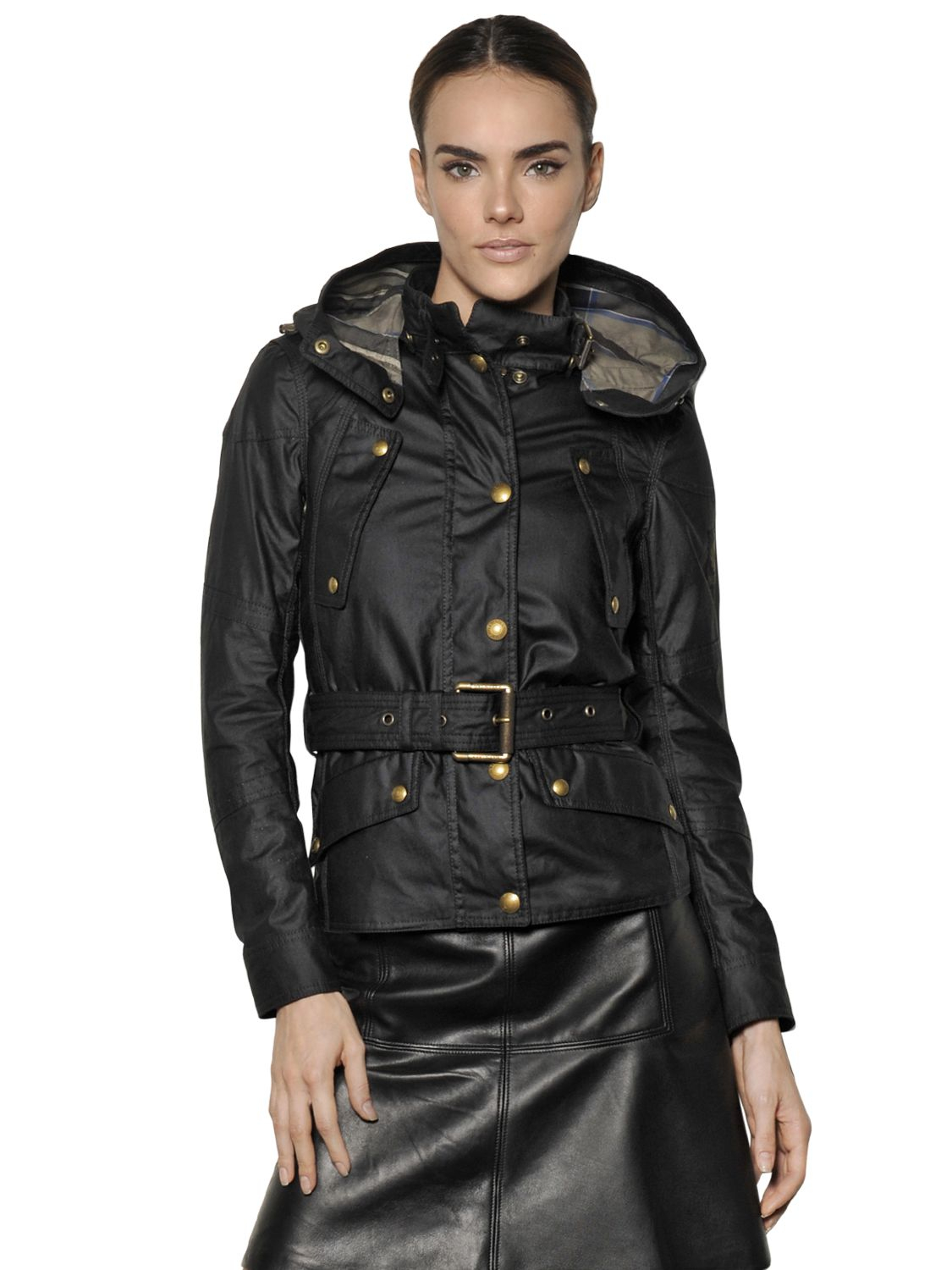 Lyst Belstaff Trackmaster Hooded Waxed Cotton Jacket in Black