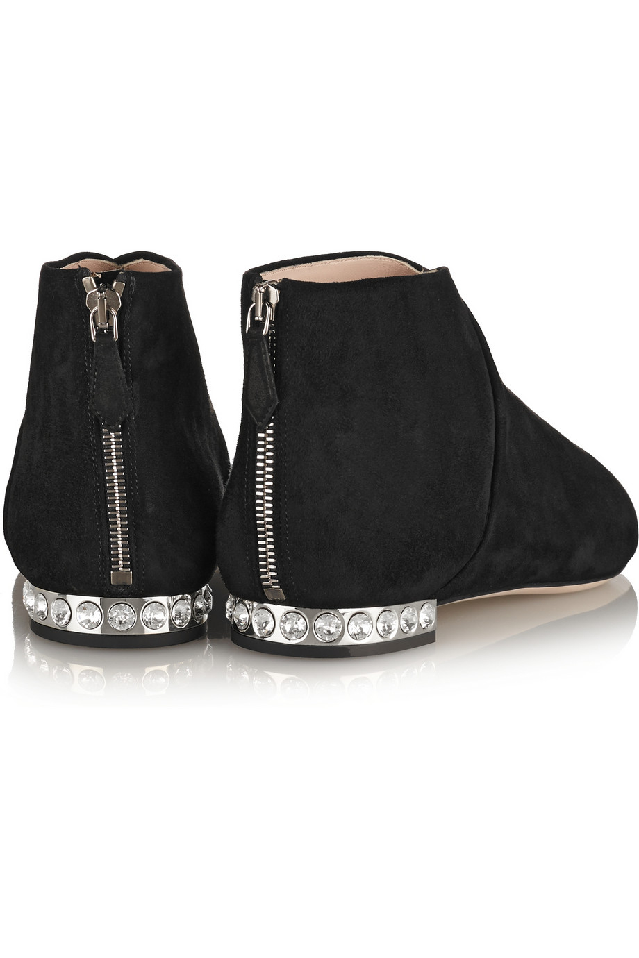 Miu Crystal-embellished Suede Ankle Boots in Black Lyst
