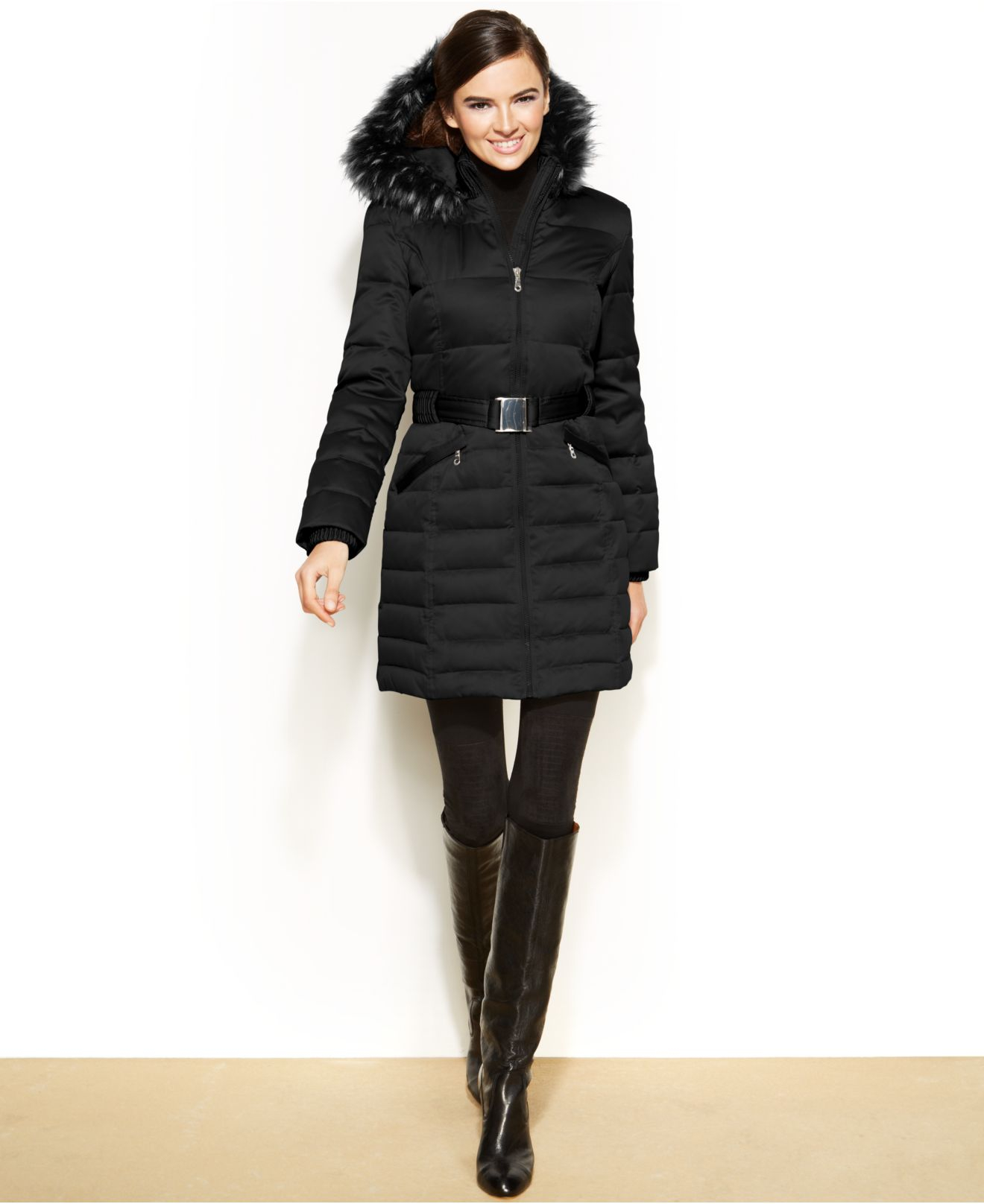 dkny walker faux fur hooded down parka