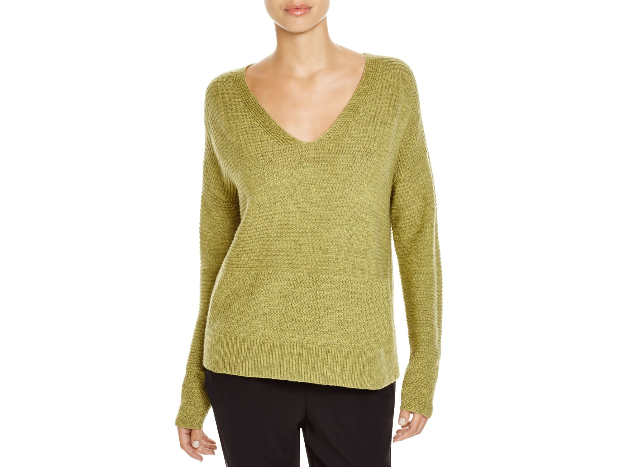 Eileen Fisher Wool V-neck Sweater in Moss (Green) - Lyst