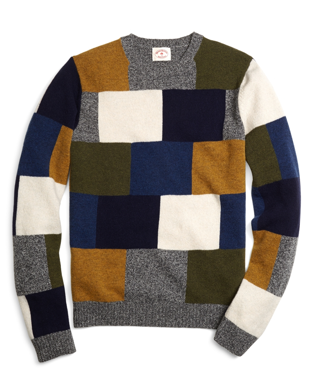 Brooks Brothers Patchwork Crewneck Sweater for Men Lyst